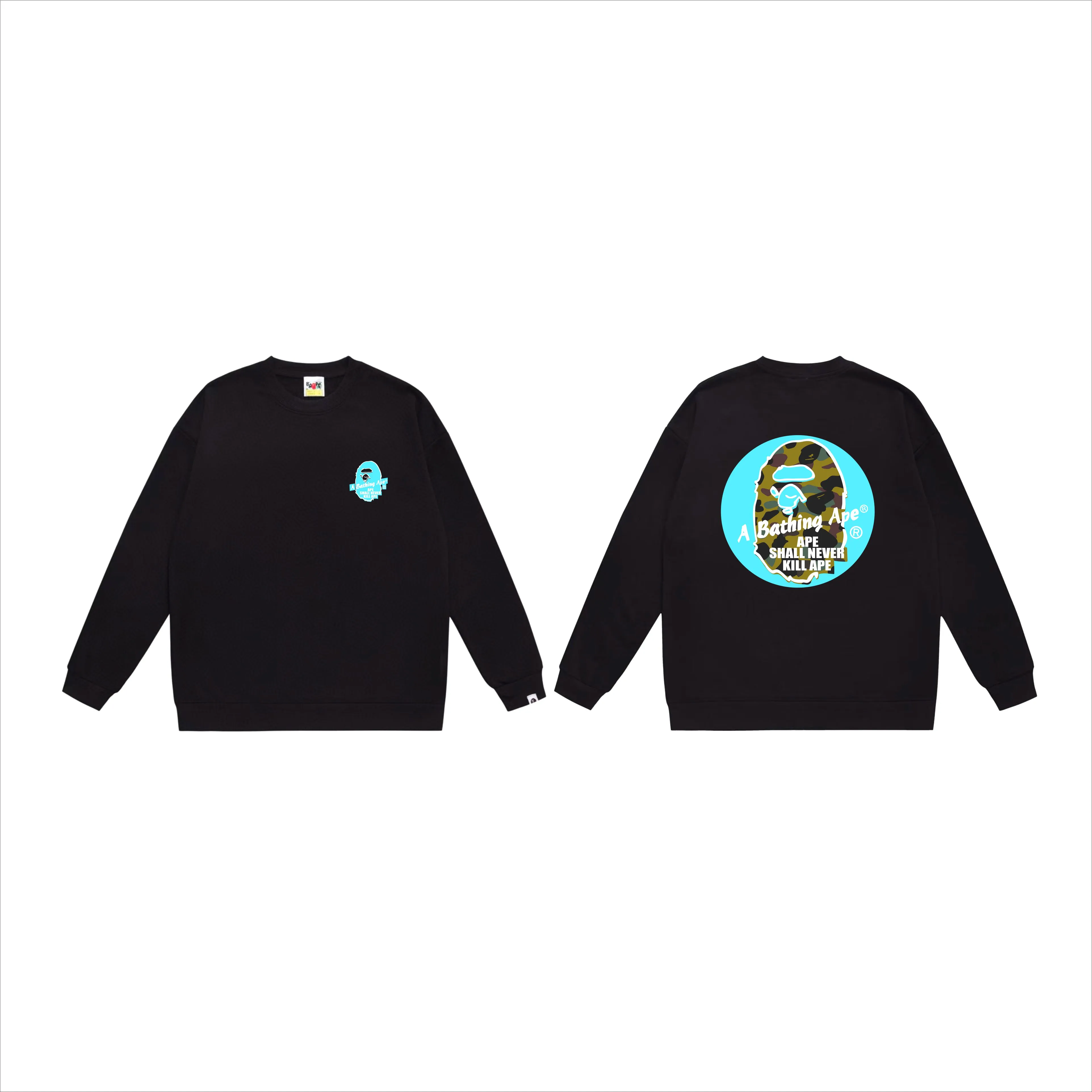 P150 model number SC505# terry 75 plus velvet 80 (top version) BAPE×STUSSY co-branded Stussy letter round neck sweatshirt Made of 350g large terry (drop shoulder large version) fabric, soft and non-pilling, imported environmentally friendly printing glue, bright and three-dimensional pattern, quality 💥Same style for men and women, the upper body is fashionable Color: black and blue, white and blue, gray and blue, black and red, white and red, gray and red Size: S M L XL XXL