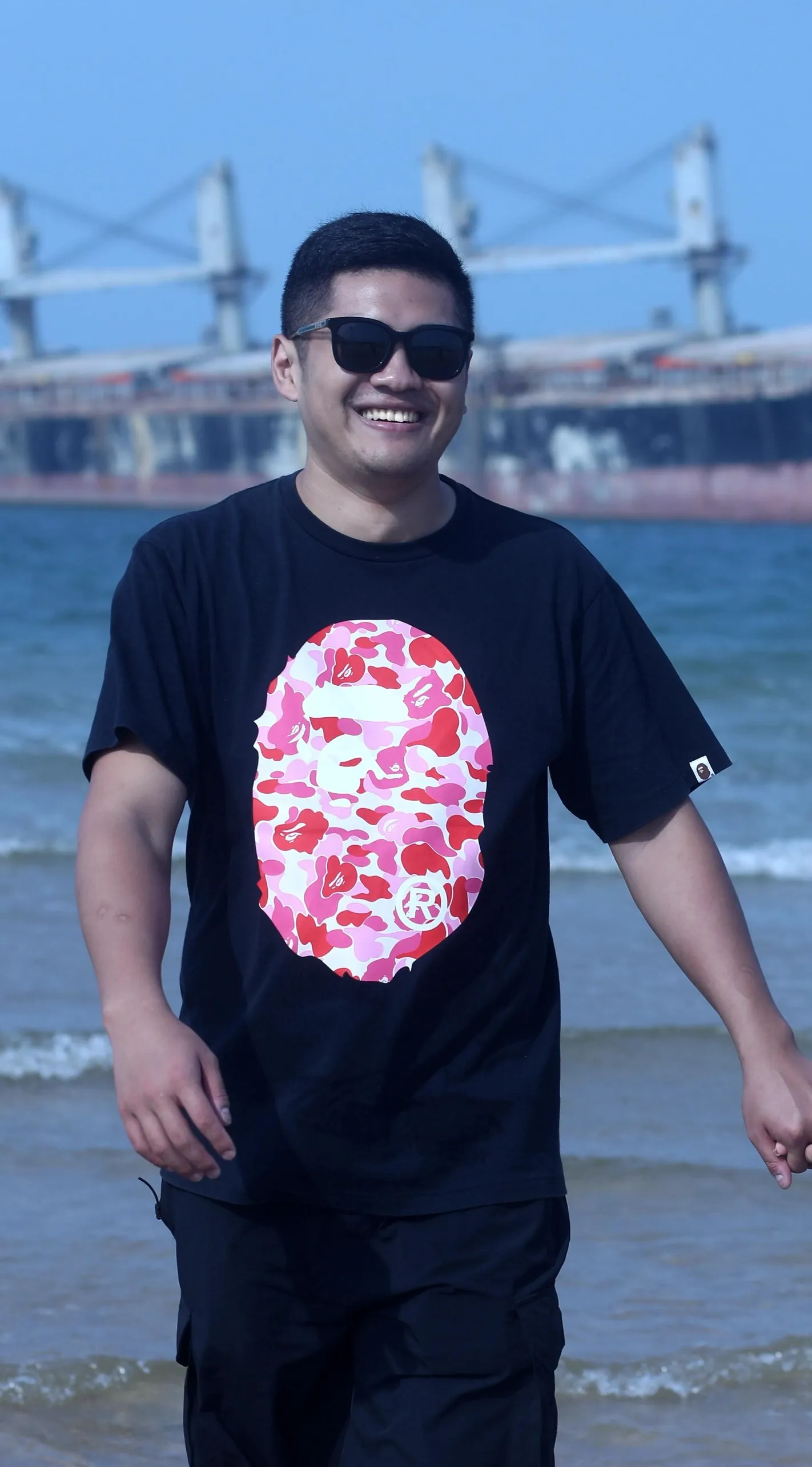 💰140 Bape Abc Blue Pink Green Camouflage Ape Man Reappearance 280g Couple Model: S-XXL [White Green Black Green White Blue Black Blue White Pink Black Pink]