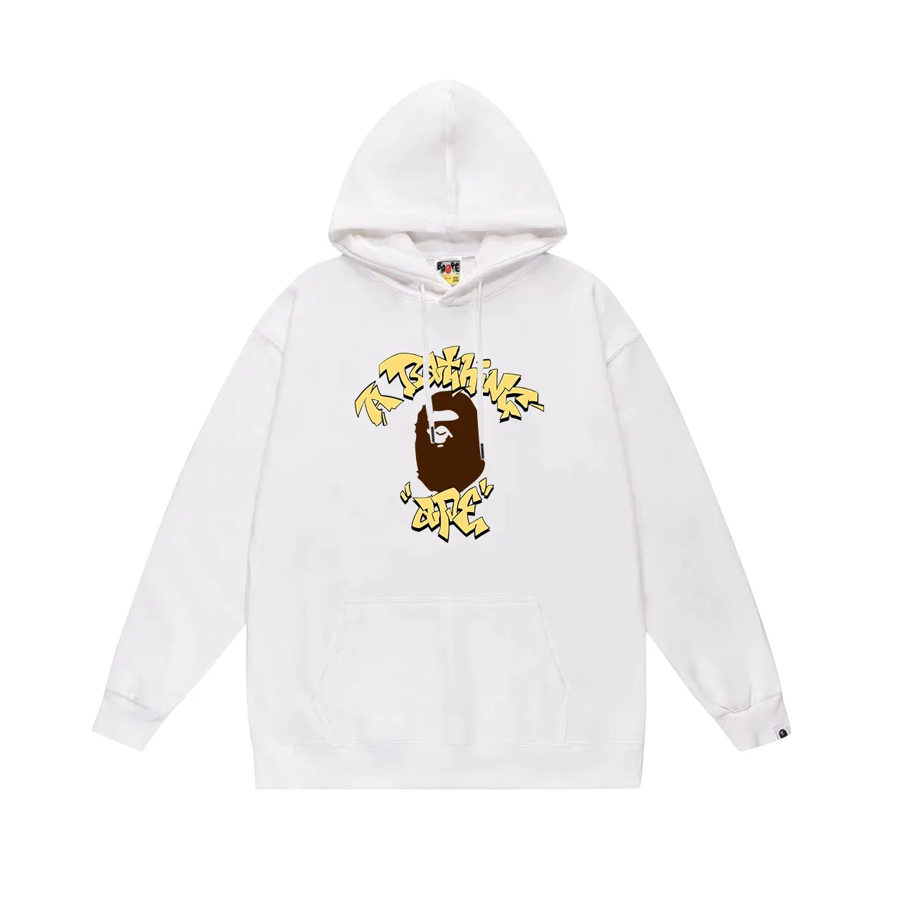 Model No. SC694#terry p160 plus velvet p180💰 (top version) BAPE graffiti ape letter print hooded sweatshirt Made of 380g large terry 430g silver fox velvet (drop shoulder large version) fabric, soft and non-pilling, imported environmentally friendly printing glue, bright and three-dimensional pattern, quality 💥Same style for men and women, the upper body is trendy Color: black white gray Size: S M L XL XXL