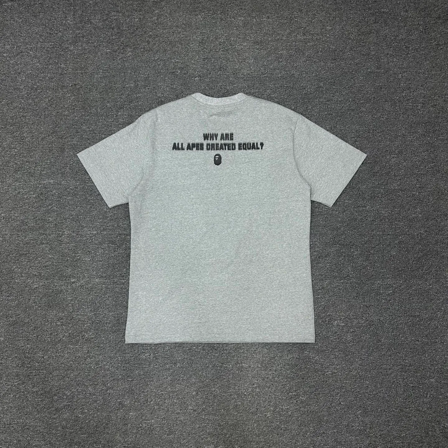 💰140 BAPE pixel letter printed pattern short-sleeved T-shirt 280g weight linen cotton fabric ZP version couple style: S-XXL [black gray]