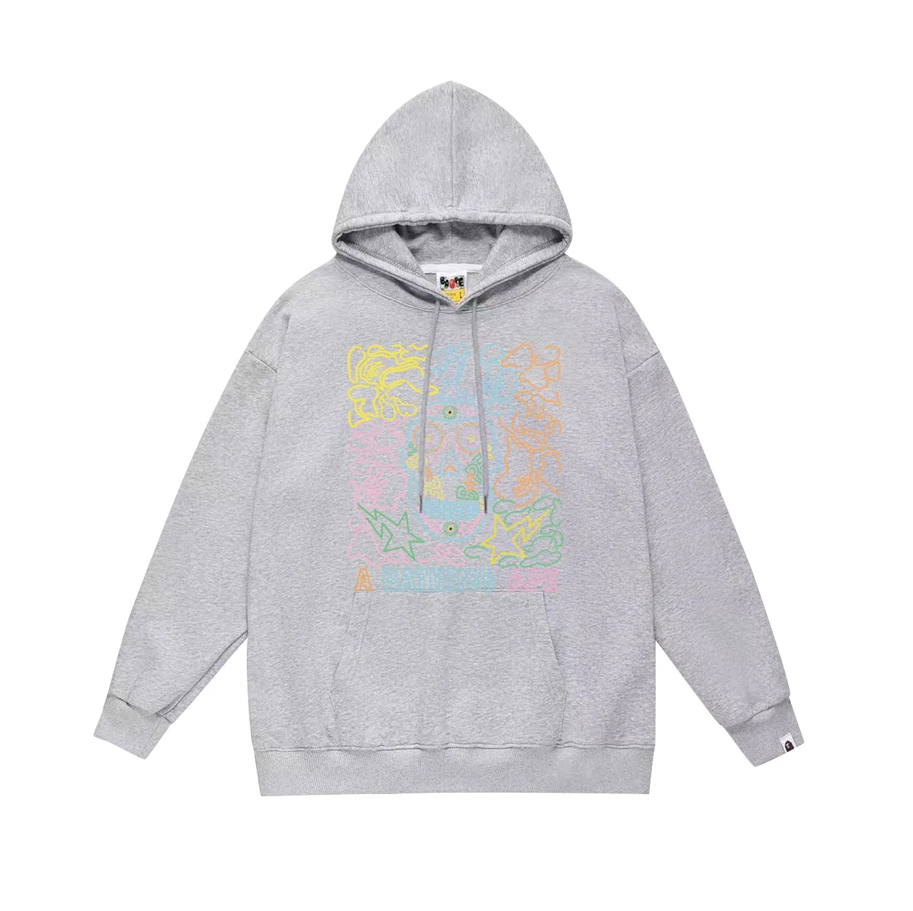 Model No. SC621#terry p160 plus velvet p180💰 (top version) BAPE ape head letter printed hooded sweatshirt. Made of 380g large terry 430g silver fox velvet (drop shoulder large version) fabric. The texture is soft and non-pilling. Imported environmentally friendly printing glue. The pattern is bright and three-dimensional. Quality💥Same style for men and women. The upper body is trendy. Color: black white gray Size: S M L XL XXL