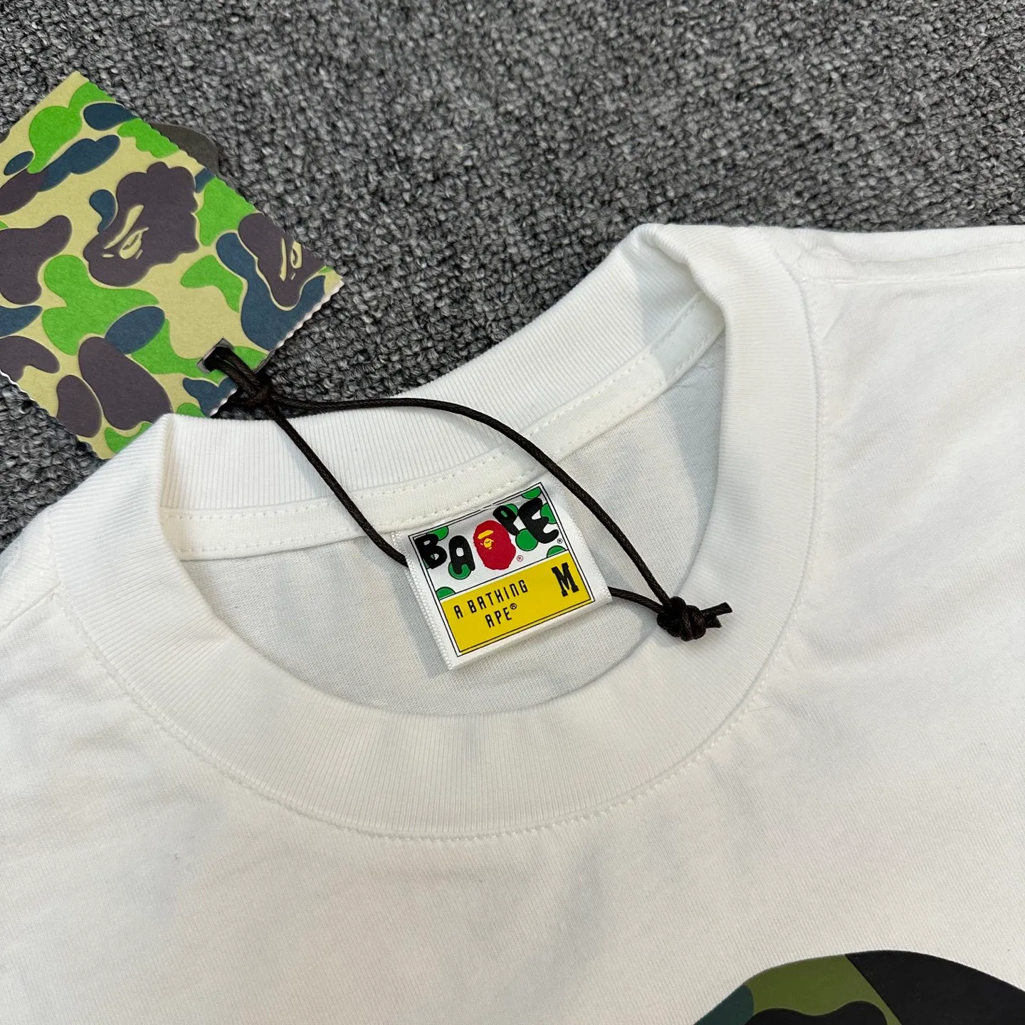 💰140 BAPE SS25 1ST CAMO series mixed color ape print round neck short sleeves 280g weight linen cotton fabric Couple style: S-XXL [black white]