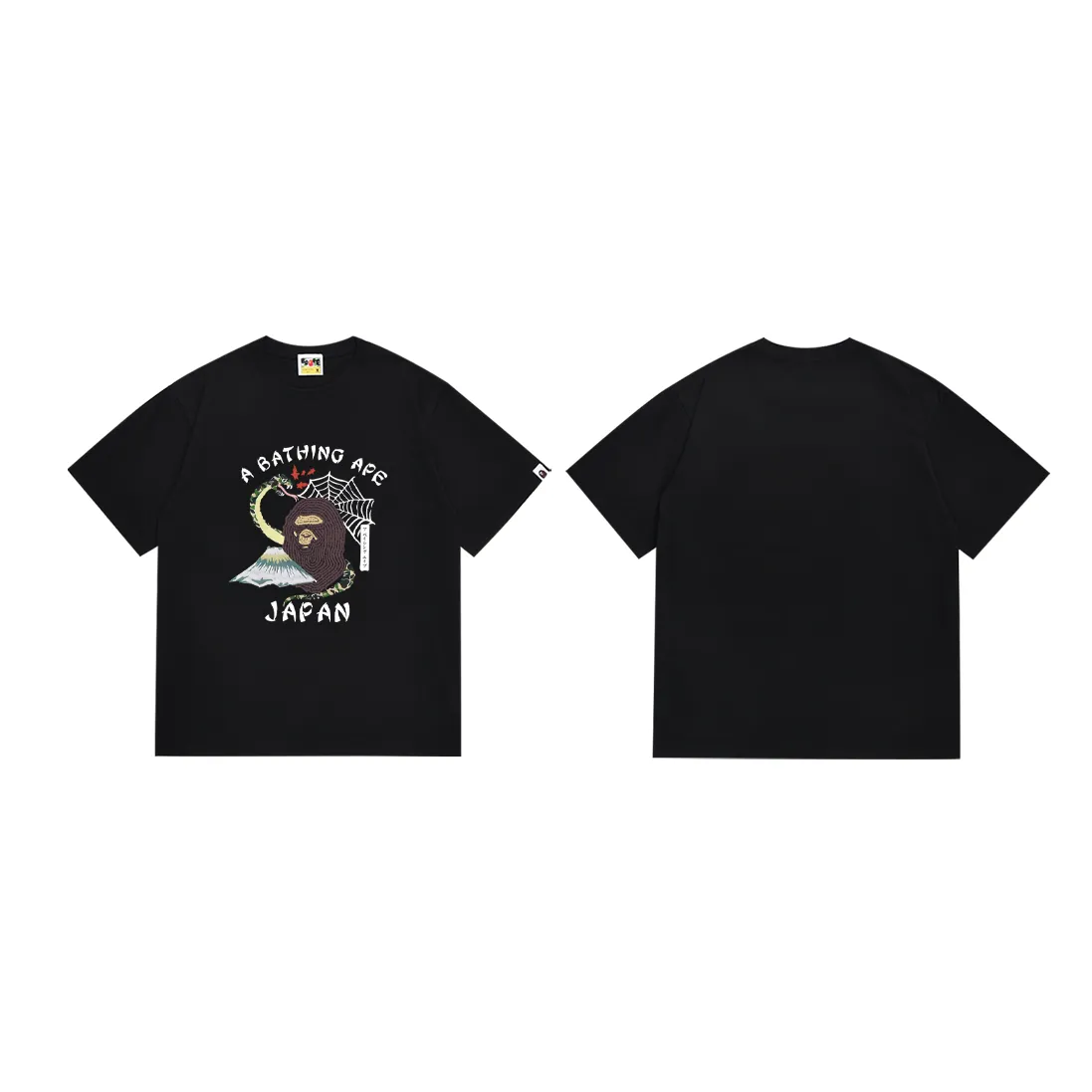 SC220#p110💰 (Top version) BAPE camouflage snake ape human head Mount Fuji commemorative printed T-shirt Made of 260 grams of high-quality high-weave pure cotton fabric, double yarn combed, soft texture and no pilling Imported environmentally friendly printing glue, bright and three-dimensional pattern, quality 💥Same style for men and women, the upper body is fashionable Color: black white Size: S M L XL XXL