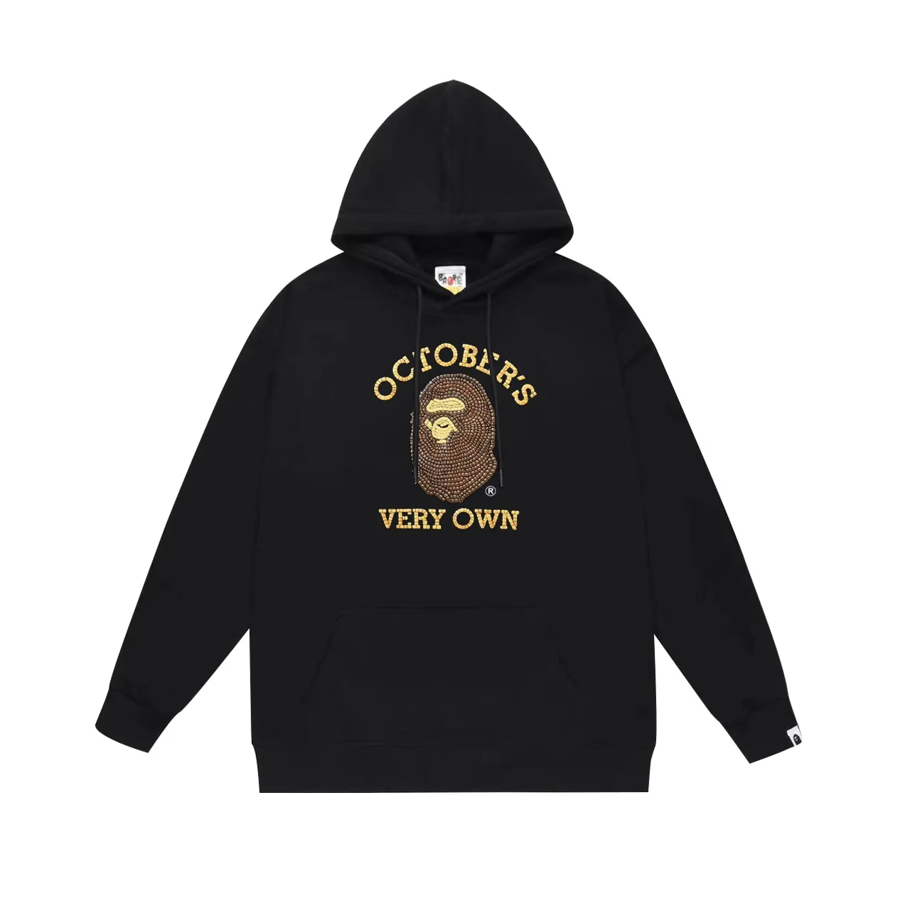 Model No. SC738# Terry p160 plus velvet 180💰 (top version) BAPE✖️OVO co-branded ape head monogram hooded sweatshirt. Made of 380g large terry (drop shoulder large version) fabric. The texture is soft and non-pilling. Imported environmentally friendly printing glue. The pattern is bright and three-dimensional. The quality is the same for men and women. The upper body is trendy. Color: black white gray Size: S M L XL XXL