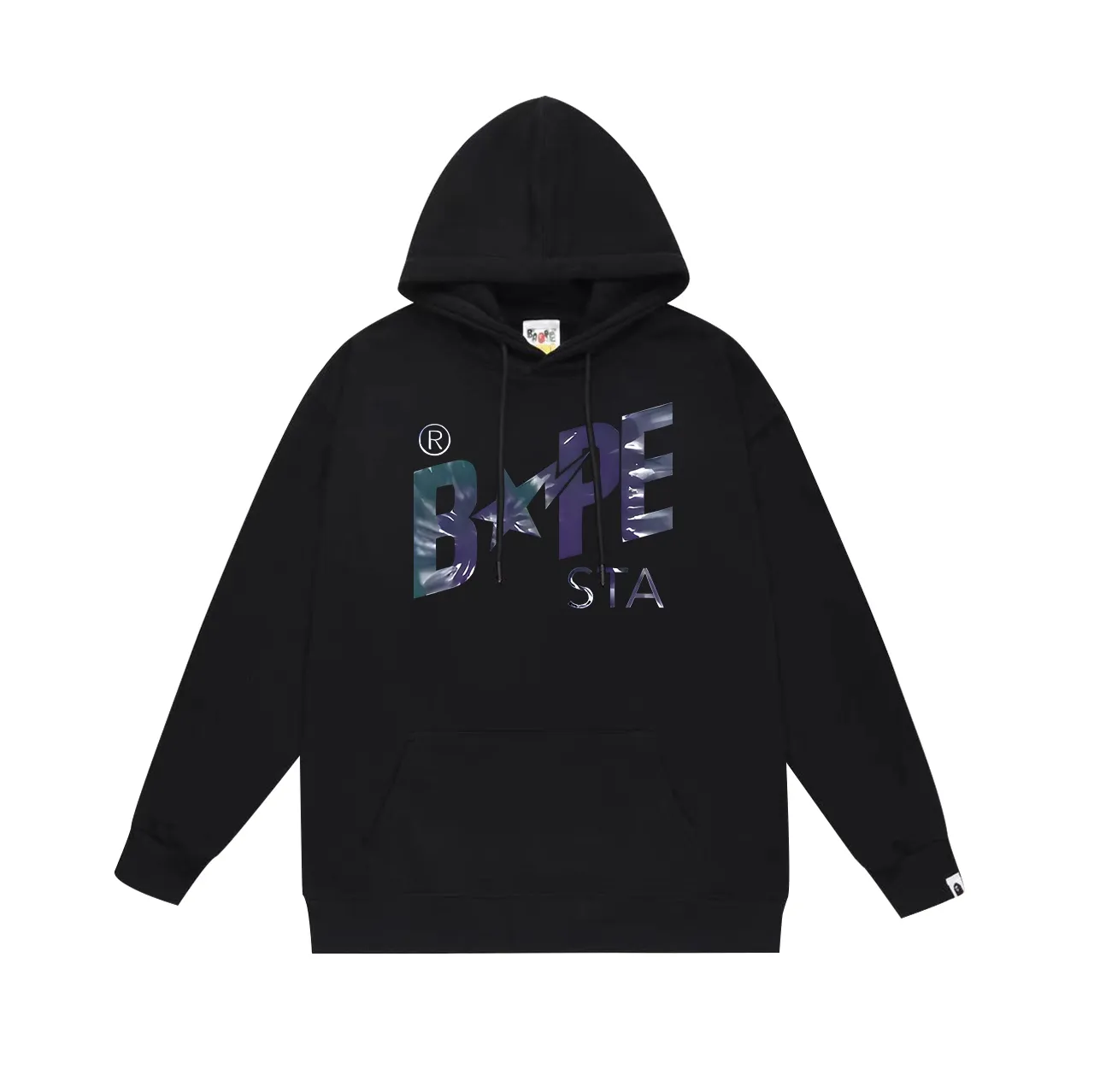 Model No. SC715# Terry p160 plus velvet 180💰 (top version) BAPE autumn and winter tie-dyed letter star printed hooded sweatshirt. Made of 380 grams of large terry (drop shoulder large version) fabric. The texture is soft and non-pilling. Imported environmentally friendly printing glue. The pattern is bright and three-dimensional. Quality💥Same style for men and women. The upper body is trendy. Color: black white gray Size: S M L XL XXL