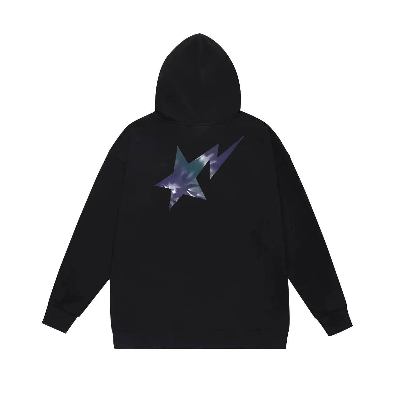 Model No. SC715# Terry p160 plus velvet 180💰 (top version) BAPE autumn and winter tie-dyed letter star printed hooded sweatshirt. Made of 380 grams of large terry (drop shoulder large version) fabric. The texture is soft and non-pilling. Imported environmentally friendly printing glue. The pattern is bright and three-dimensional. Quality💥Same style for men and women. The upper body is trendy. Color: black white gray Size: S M L XL XXL