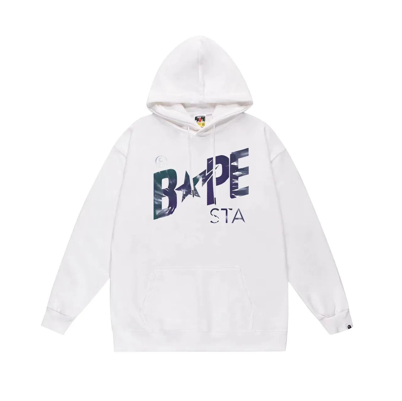 Model No. SC715# Terry p160 plus velvet 180💰 (top version) BAPE autumn and winter tie-dyed letter star printed hooded sweatshirt. Made of 380 grams of large terry (drop shoulder large version) fabric. The texture is soft and non-pilling. Imported environmentally friendly printing glue. The pattern is bright and three-dimensional. Quality💥Same style for men and women. The upper body is trendy. Color: black white gray Size: S M L XL XXL