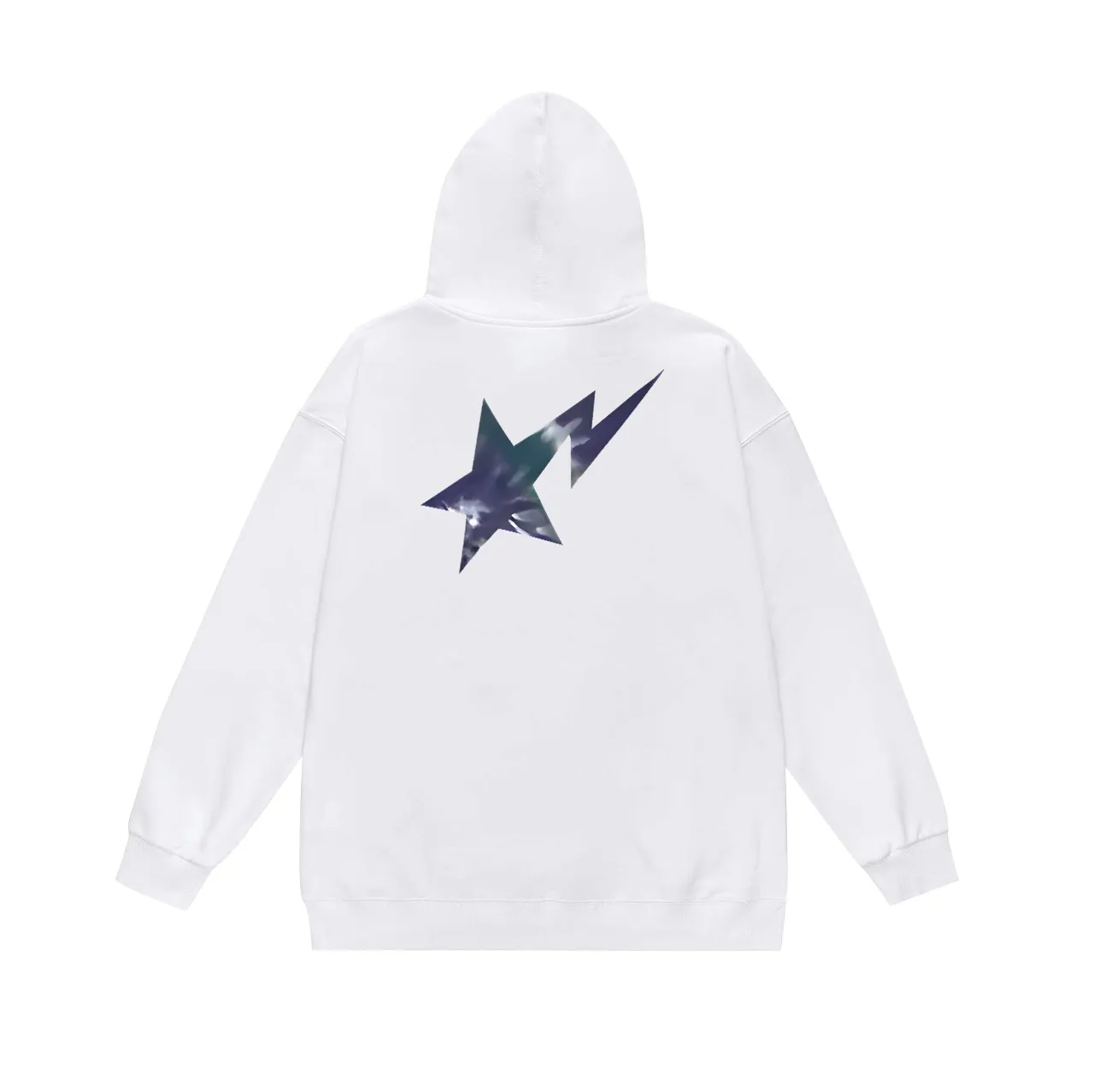 Model No. SC715# Terry p160 plus velvet 180💰 (top version) BAPE autumn and winter tie-dyed letter star printed hooded sweatshirt. Made of 380 grams of large terry (drop shoulder large version) fabric. The texture is soft and non-pilling. Imported environmentally friendly printing glue. The pattern is bright and three-dimensional. Quality💥Same style for men and women. The upper body is trendy. Color: black white gray Size: S M L XL XXL