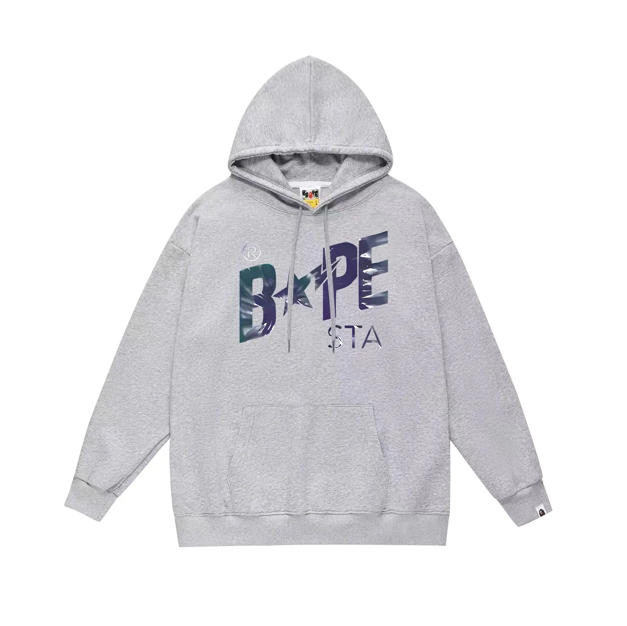 Model No. SC715# Terry p160 plus velvet 180💰 (top version) BAPE autumn and winter tie-dyed letter star printed hooded sweatshirt. Made of 380 grams of large terry (drop shoulder large version) fabric. The texture is soft and non-pilling. Imported environmentally friendly printing glue. The pattern is bright and three-dimensional. Quality💥Same style for men and women. The upper body is trendy. Color: black white gray Size: S M L XL XXL
