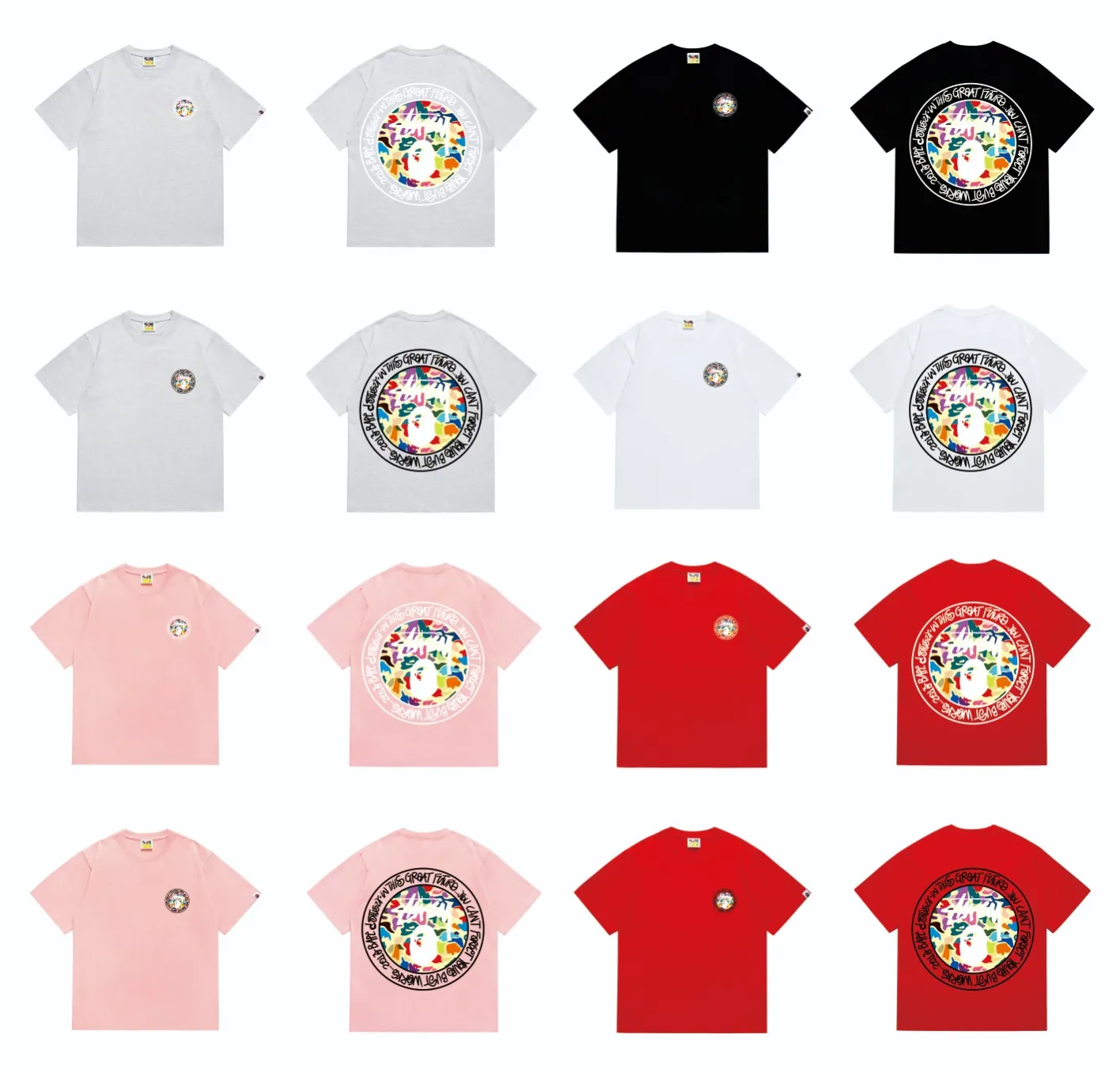 SC217#p110💰 (Top version) BAPE×Stussy co-branded Stussy letter ape print T-shirt Made of 260 grams of high-quality high-weave pure cotton fabric, double yarn combed, soft texture and no pilling Imported environmentally friendly printing glue, bright and three-dimensional pattern, quality 💥Same style for men and women, the upper body is fashionable Color: black and white print, gray and white print, pink and white print, red and white print, white and black print, gray and black print, red and black print Pink and black print Size: S M L XL XXL