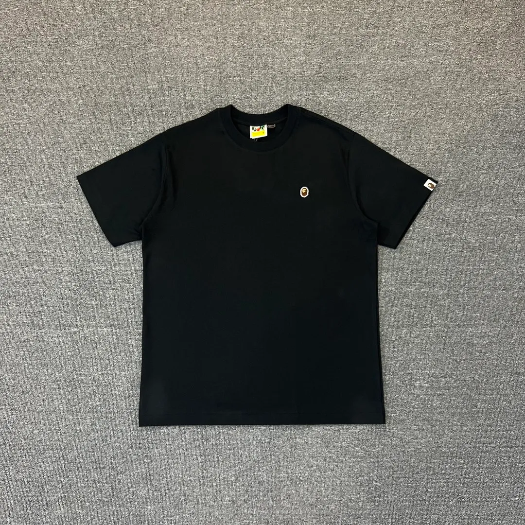 💰140 BAPE classic embroidered ape badge ZP version 280g weight linen cotton fabric Couple model: S-XXL [Black White Rice Apricot Navy]