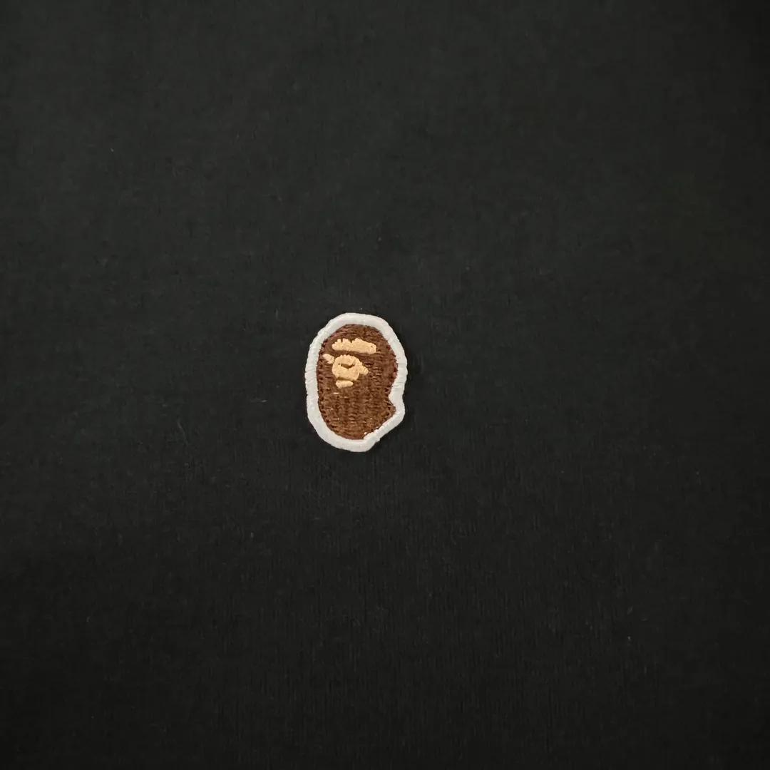 💰140 BAPE classic embroidered ape badge ZP version 280g weight linen cotton fabric Couple model: S-XXL [Black White Rice Apricot Navy]