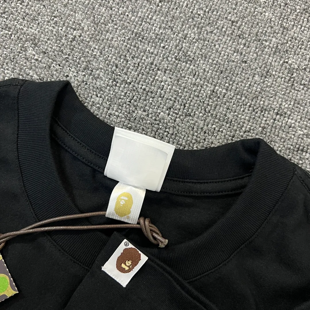 💰140 BAPE classic embroidered ape badge ZP version 280g weight linen cotton fabric Couple model: S-XXL [Black White Rice Apricot Navy]