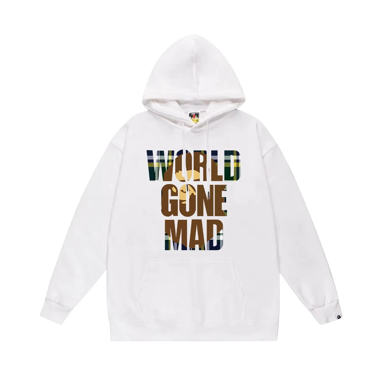 Model No. SC726# Terry p160 plus velvet 180💰 (top version) BAPE plaid letter ape head print hooded sweatshirt Made of 380g large terry (drop shoulder large version) fabric, soft texture and no pilling Imported environmentally friendly printing glue The pattern is bright and three-dimensional Quality💥Same style for men and women The upper body is trendy Color: black white gray Size: S M L XL XXL