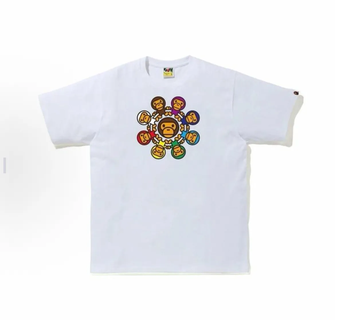 P110 001021 BAPE Milo circle printed short-sleeved T-shirt, same style for men and women, size smlxlxxl, black and white