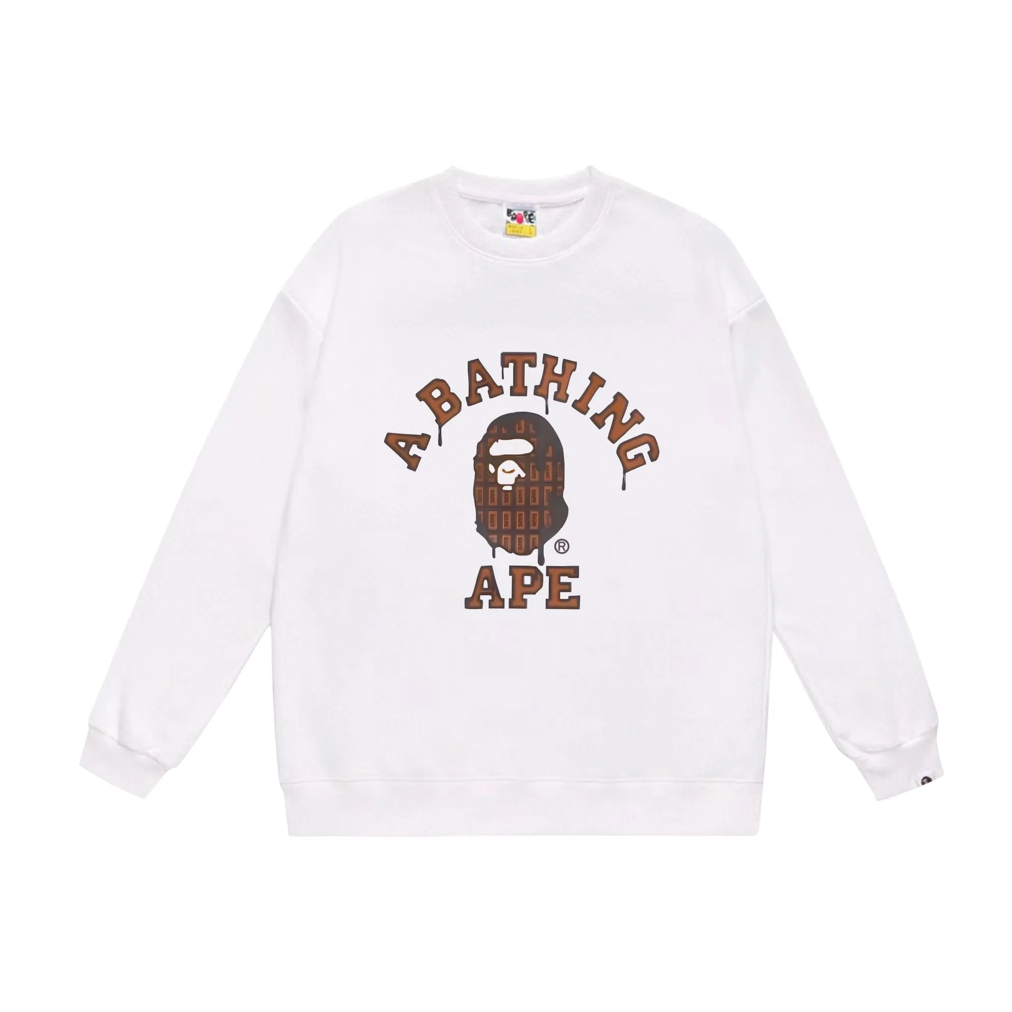 P170 model number SC567# terry 80 plus velvet 85 (top version) BAPE chocolate ape head pattern printed round neck sweatshirt Made of 350g large terry (drop shoulder large version) fabric, soft and non-pilling, imported environmentally friendly printing glue, bright and three-dimensional pattern, quality 💥Same style for men and women, the upper body is fashionable Color: black white gray Size: S M L XL XXL