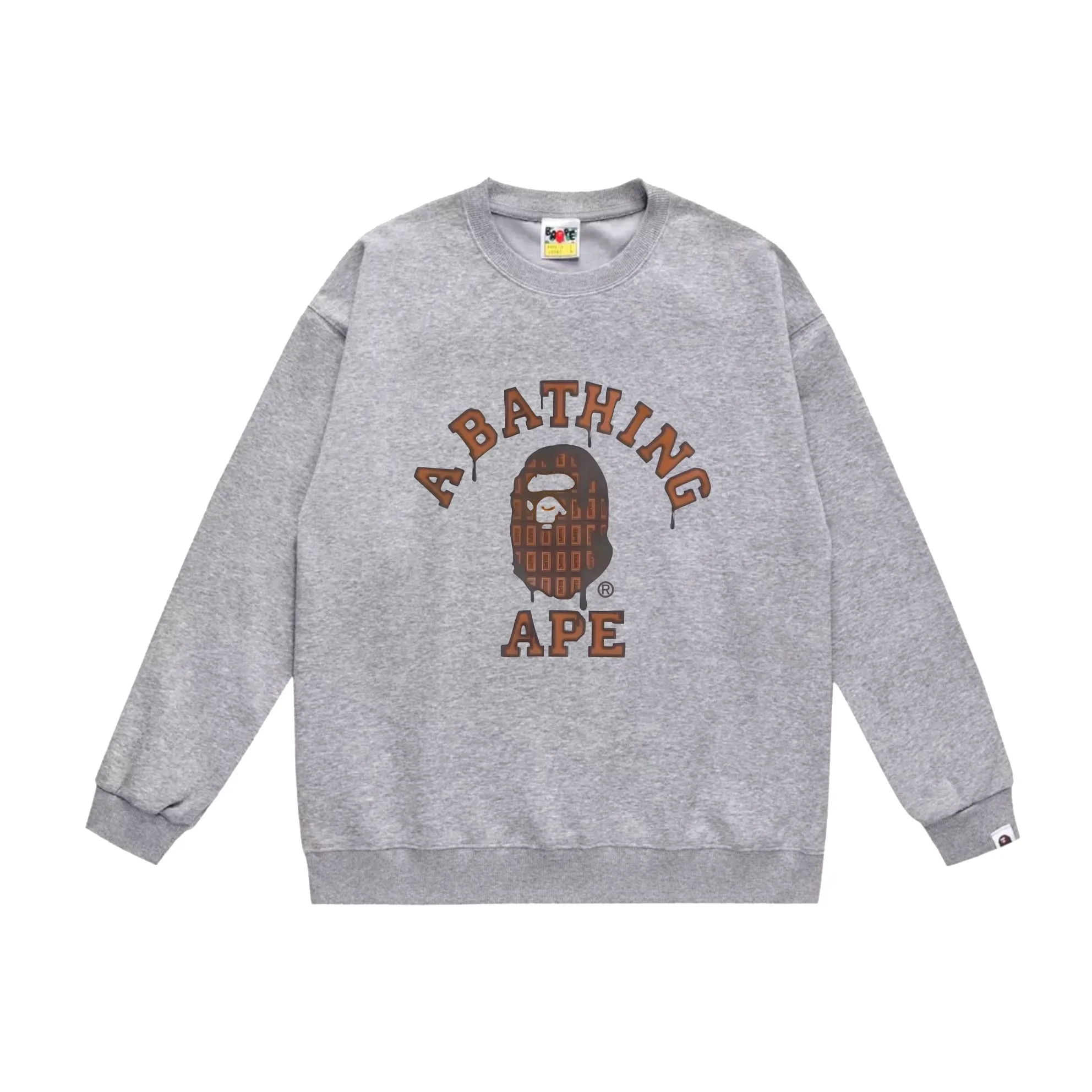 P170 model number SC567# terry 80 plus velvet 85 (top version) BAPE chocolate ape head pattern printed round neck sweatshirt Made of 350g large terry (drop shoulder large version) fabric, soft and non-pilling, imported environmentally friendly printing glue, bright and three-dimensional pattern, quality 💥Same style for men and women, the upper body is fashionable Color: black white gray Size: S M L XL XXL