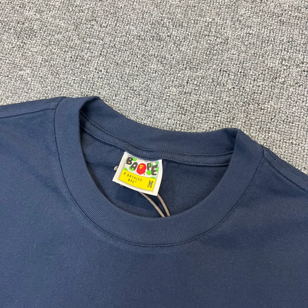 💰140 BAPE classic embroidered ape badge ZP version 280g weight linen cotton fabric Couple model: S-XXL [Black White Rice Apricot Navy]
