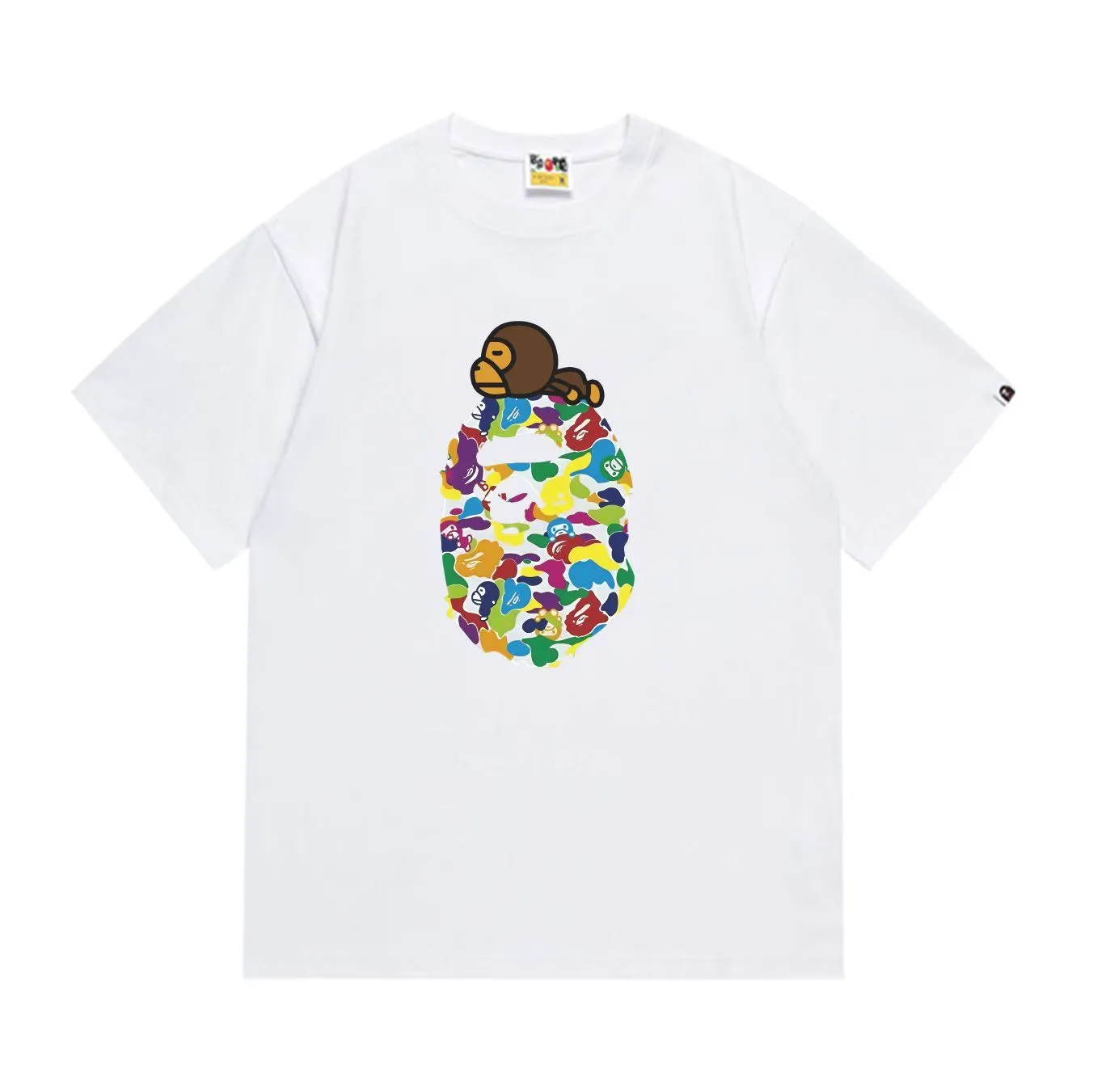SC296#p110💰 (top version) BAPE uses 260 grams of high-quality high-weave pure cotton fabric, double yarn combed, soft texture and no pilling, imported environmentally friendly printing glue, bright and three-dimensional pattern, quality 💥Same style for men and women, the upper body is fashionable Color: black white Size: S M L XL XXL