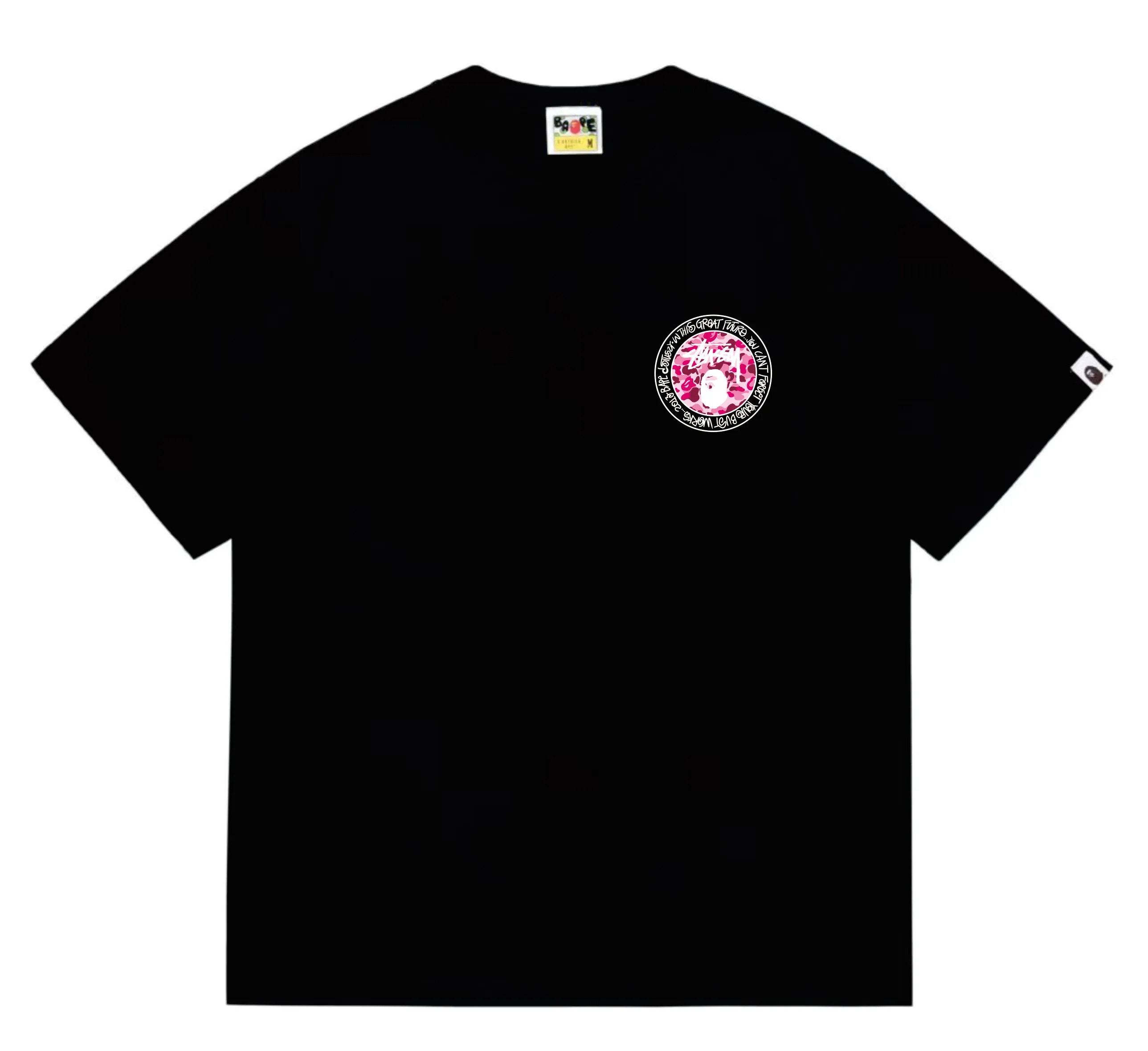 SC216#p110💰 (Top version) BAPE×Stussy co-branded Stussy letter ape print T-shirt Made of 260 grams of high-quality high-weave pure cotton fabric, double yarn combed, soft texture without pilling, imported environmentally friendly printing glue, bright and three-dimensional pattern, quality 💥Same style for men and women, the upper body is fashionable Color: black and white print, gray and white print, pink and white print, red and white print, white and black print, gray and black print, red and black print Pink and black print Size: S M L XL XXL