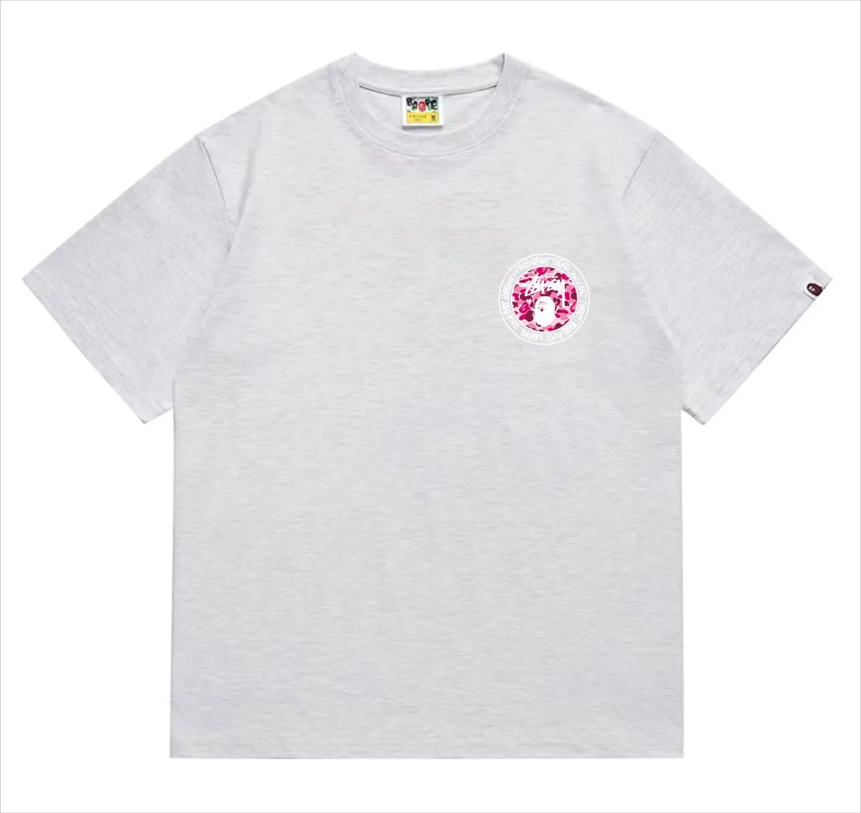 SC216#p110💰 (Top version) BAPE×Stussy co-branded Stussy letter ape print T-shirt Made of 260 grams of high-quality high-weave pure cotton fabric, double yarn combed, soft texture without pilling, imported environmentally friendly printing glue, bright and three-dimensional pattern, quality 💥Same style for men and women, the upper body is fashionable Color: black and white print, gray and white print, pink and white print, red and white print, white and black print, gray and black print, red and black print Pink and black print Size: S M L XL XXL