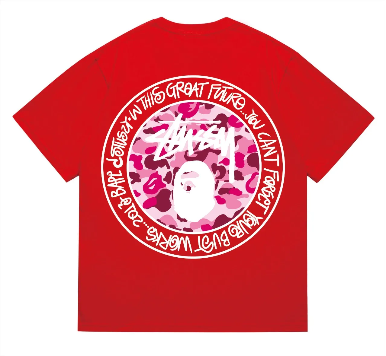 SC216#p110💰 (Top version) BAPE×Stussy co-branded Stussy letter ape print T-shirt Made of 260 grams of high-quality high-weave pure cotton fabric, double yarn combed, soft texture without pilling, imported environmentally friendly printing glue, bright and three-dimensional pattern, quality 💥Same style for men and women, the upper body is fashionable Color: black and white print, gray and white print, pink and white print, red and white print, white and black print, gray and black print, red and black print Pink and black print Size: S M L XL XXL