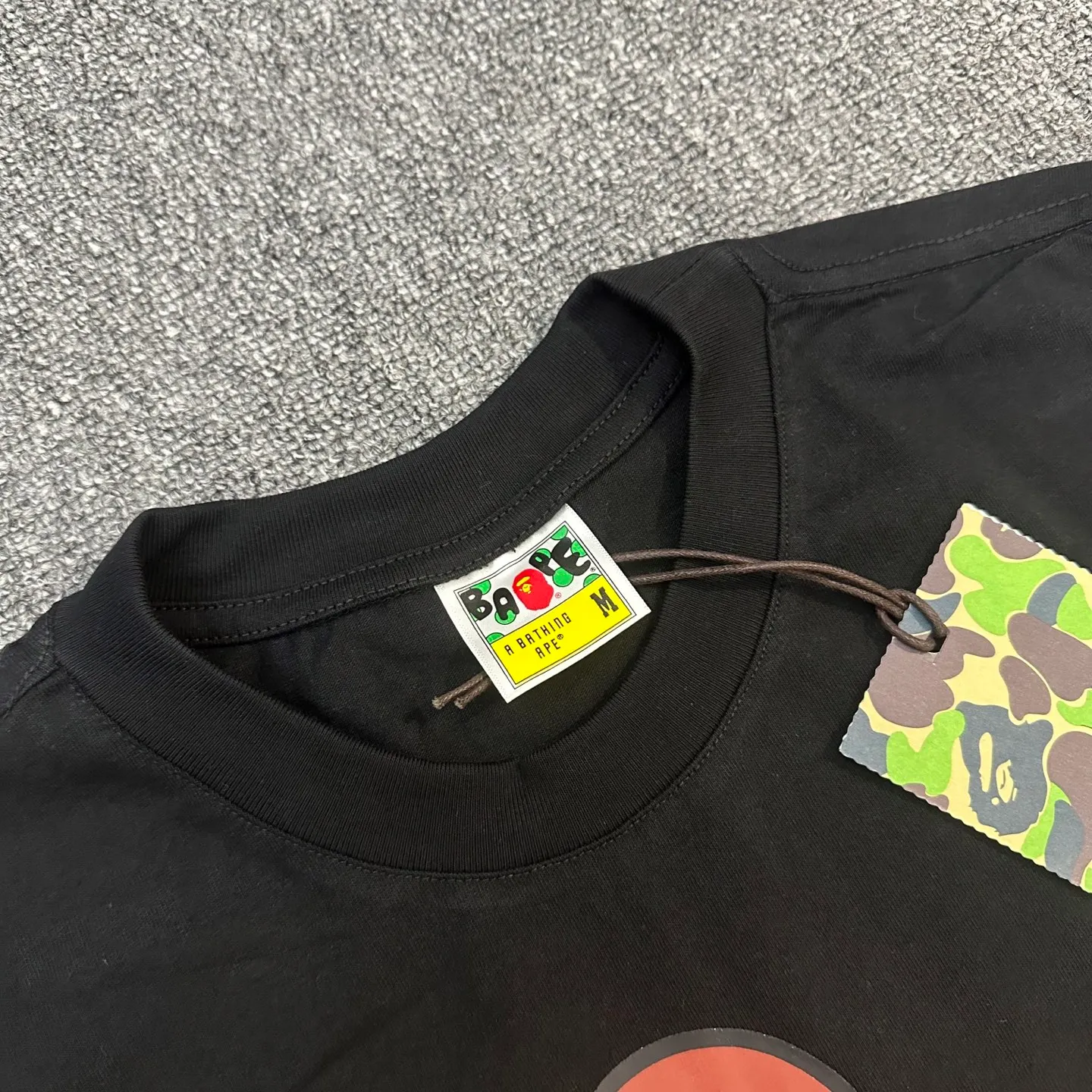 💰140 BAPE SS25 ABC CAMO series Cartoon ape orangutan pattern printing 280g weight linen cotton fabric ZP version Couple model: S-XXL [black pink white pink black blue white blue black green white green]