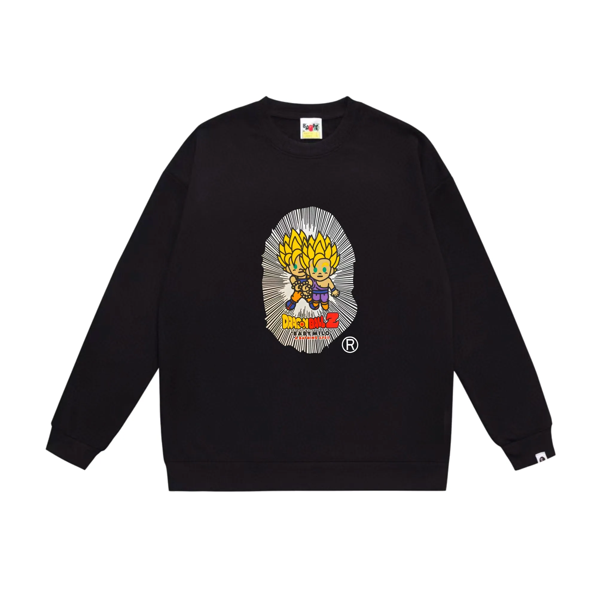 P170 model number SC555# terry 80 plus velvet 85 (top version) BAPE Dragon Ball co-branded Super Saiyan Great Ape human head printed pattern round neck sweatshirt Made of 350g large terry (drop shoulder large version) fabric, soft texture and no pilling Imported environmentally friendly printing glue The pattern is bright and three-dimensional Quality 💥Same style for men and women The upper body is trendy Color: black white gray Size: S M L XL XXL
