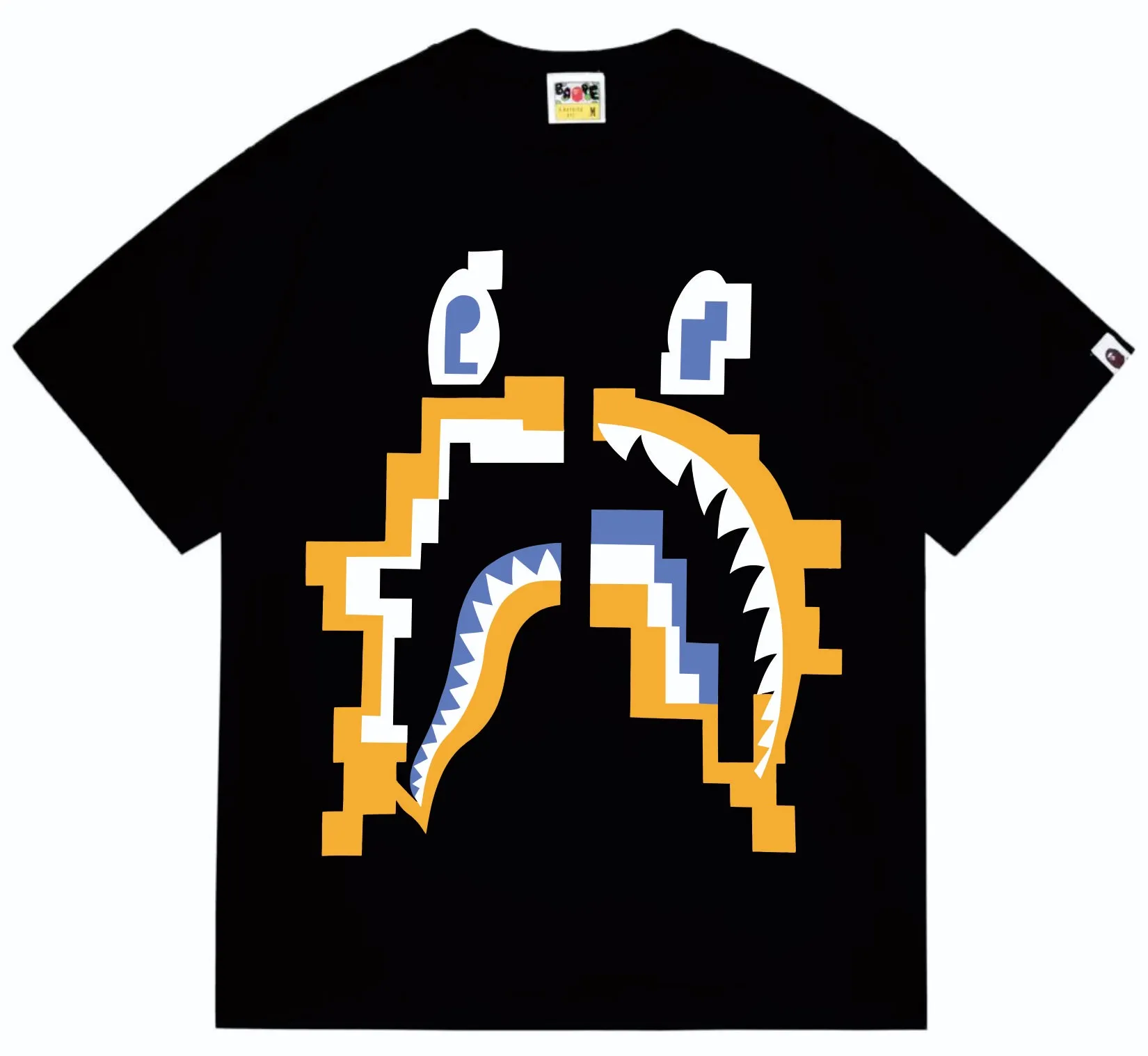 SC264#p110💰 (top version) BAPE Digital Shark Tee digital shark print short-sleeved T-shirt Made of 260 grams of high-quality high-weave pure cotton fabric, double yarn combed, soft texture and no pilling Imported environmentally friendly printing glue, bright and three-dimensional pattern, quality 💥Same style for men and women, the upper body is fashionable Color: black white Size: S M L XL XXL