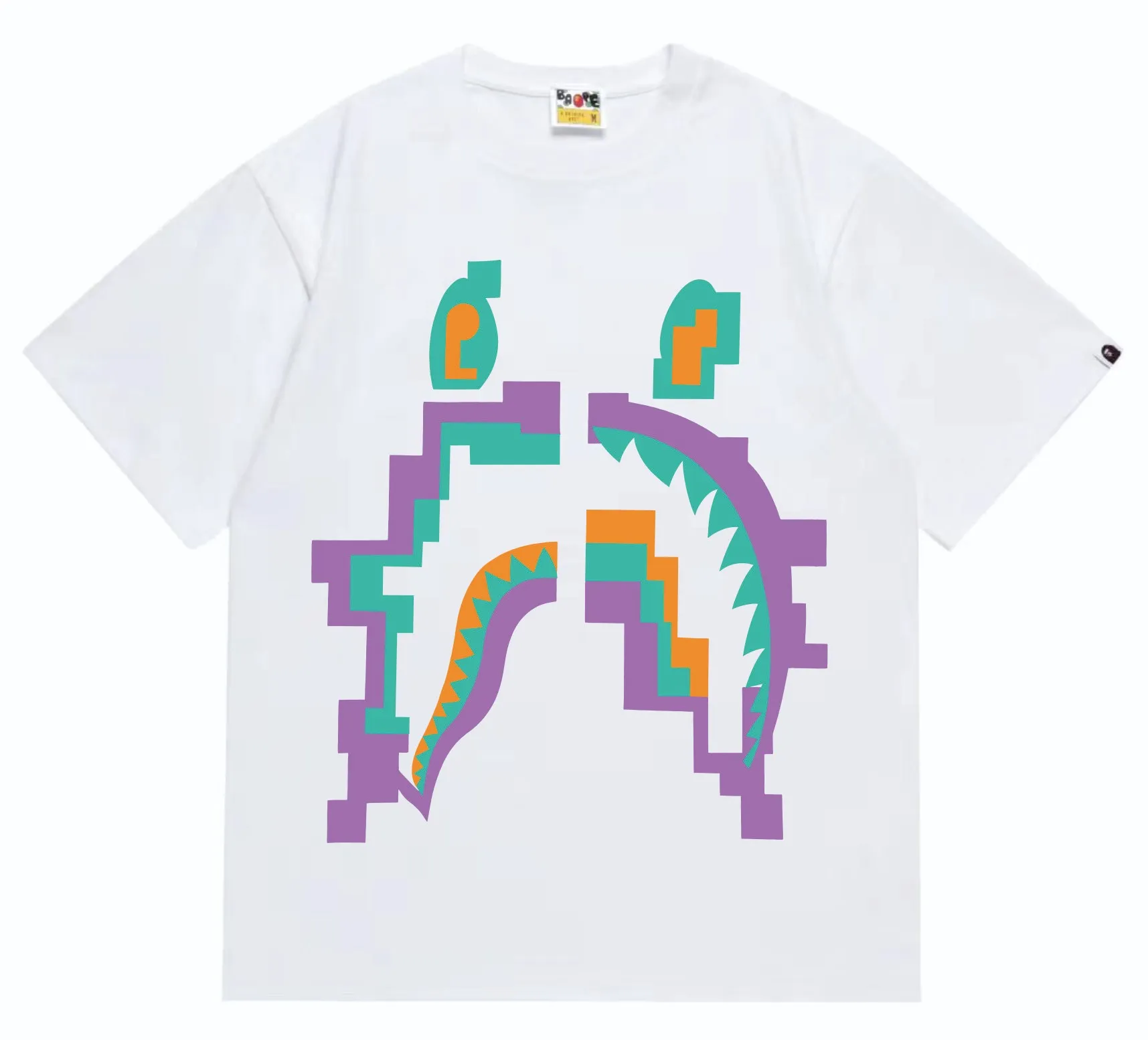 SC264#p110💰 (top version) BAPE Digital Shark Tee digital shark print short-sleeved T-shirt Made of 260 grams of high-quality high-weave pure cotton fabric, double yarn combed, soft texture and no pilling Imported environmentally friendly printing glue, bright and three-dimensional pattern, quality 💥Same style for men and women, the upper body is fashionable Color: black white Size: S M L XL XXL