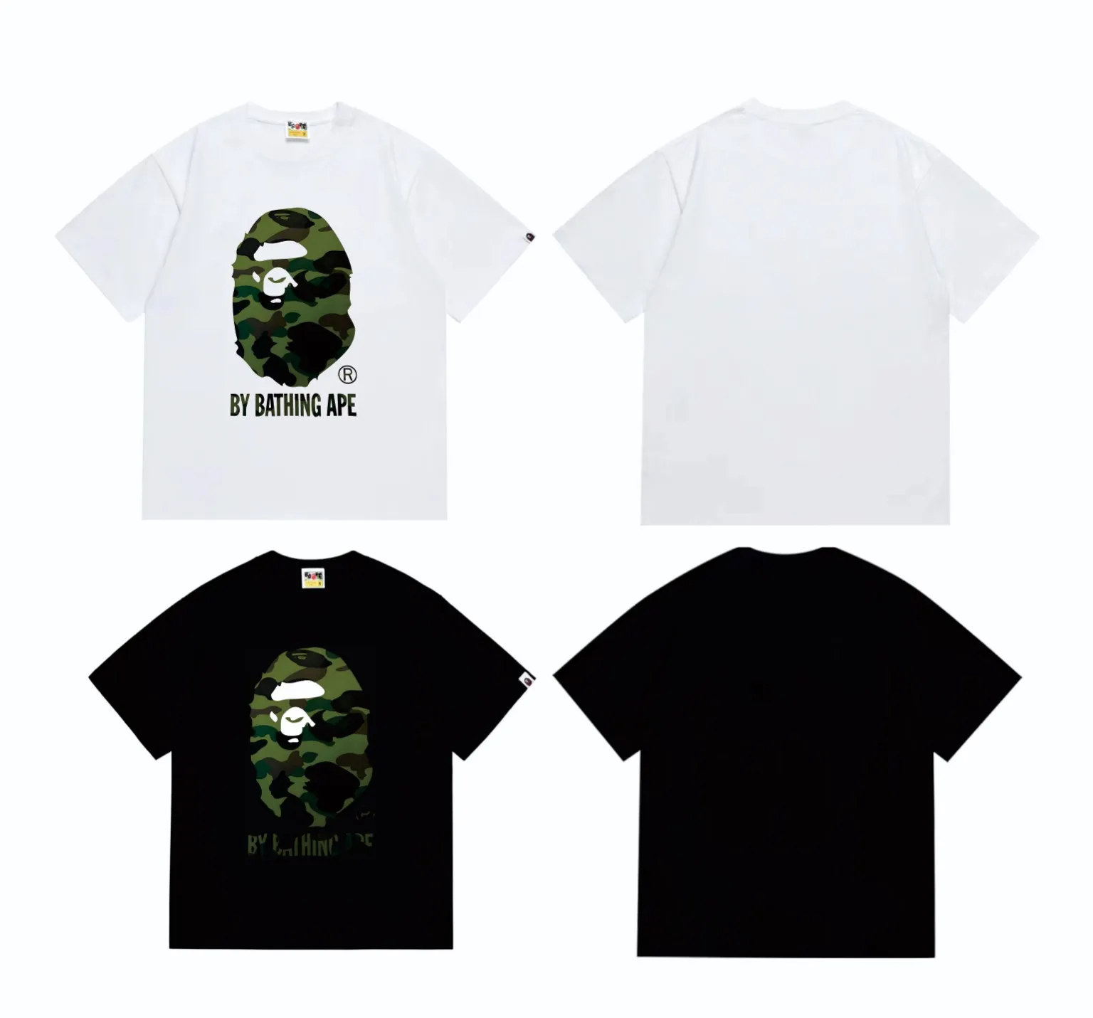 SC260#p110💰 (top version) BAPE classic great ape print camouflage short-sleeved T-shirt. Made of 260 grams of high-quality high-weave pure cotton fabric. Double yarn combed, soft texture and no pilling. Imported environmentally friendly printing glue. Bright and three-dimensional pattern. Quality💥Same style for men and women. The upper body is trendy. Color: black and yellow, white and yellow, black and green, white and green. Size: S M L XL XXL