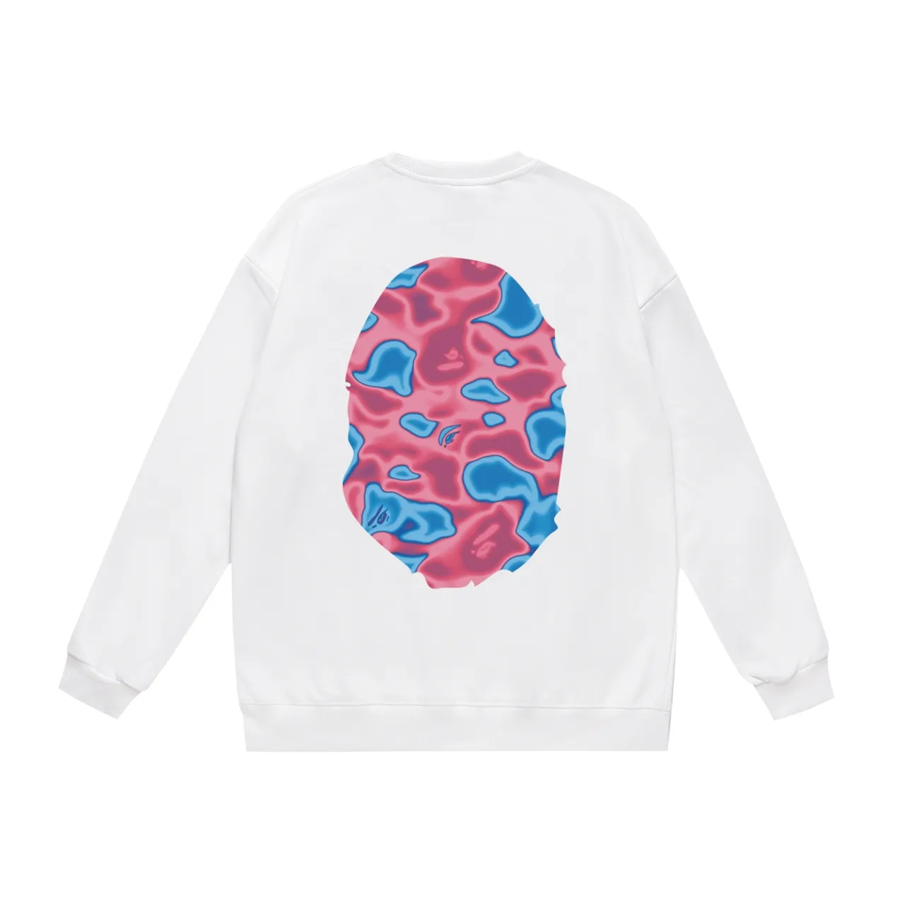 P150 model number SC474# terry 75 plus velvet 80 (top version) BAPE LIQUID CAMO BIG APE big ape head round neck sweatshirt Made of 350 grams of large terry (drop shoulder large version) fabric, soft texture and no pilling Imported environmentally friendly printing glue The pattern is bright and three-dimensional Quality 💥Same style for men and women The upper body is trendy Color: black and red white and red gray red Size: S M L XL XXL