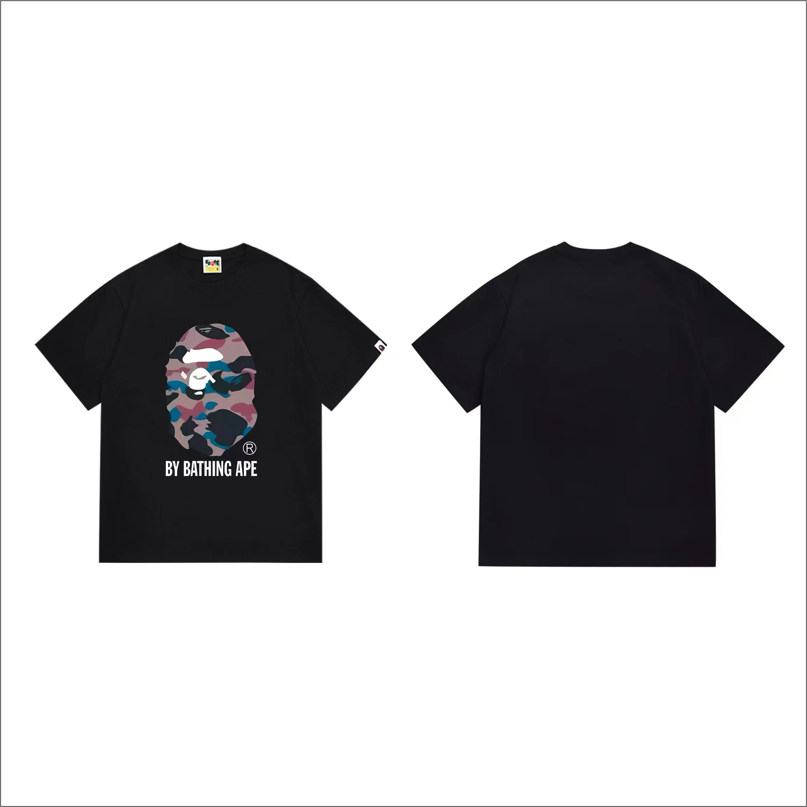 SC283#p110💰 (top version) BAPE uses 260 grams of high-quality high-weave pure cotton fabric, double yarn combed, soft and non-pilling texture, imported environmentally friendly printing glue, bright and three-dimensional pattern, quality 💥Same style for men and women, the upper body is trendy Color: Black White Size: S M L XL XXL