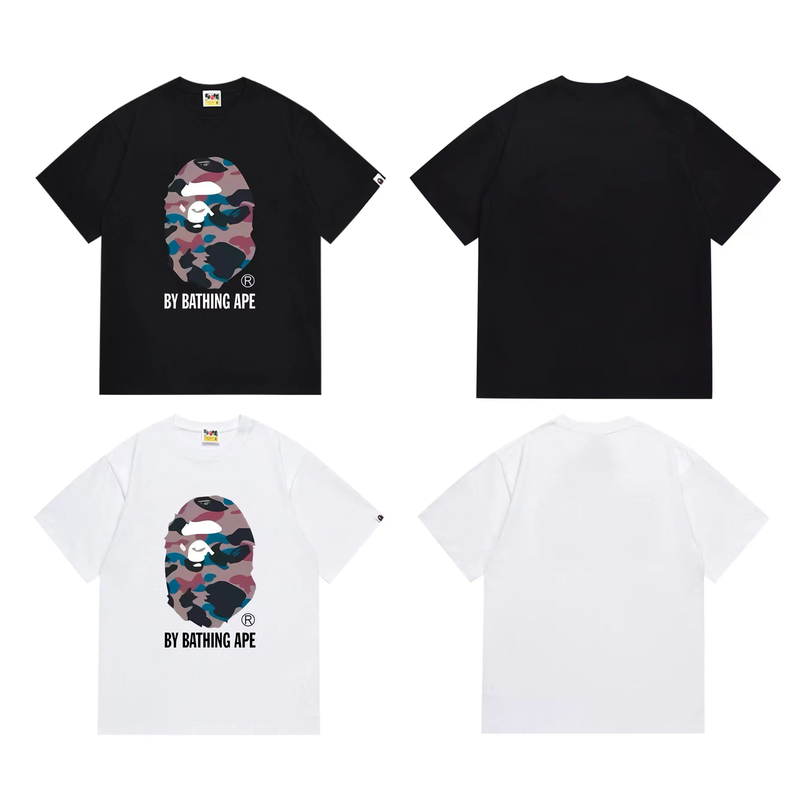 SC283#p110💰 (top version) BAPE uses 260 grams of high-quality high-weave pure cotton fabric, double yarn combed, soft and non-pilling texture, imported environmentally friendly printing glue, bright and three-dimensional pattern, quality 💥Same style for men and women, the upper body is trendy Color: Black White Size: S M L XL XXL