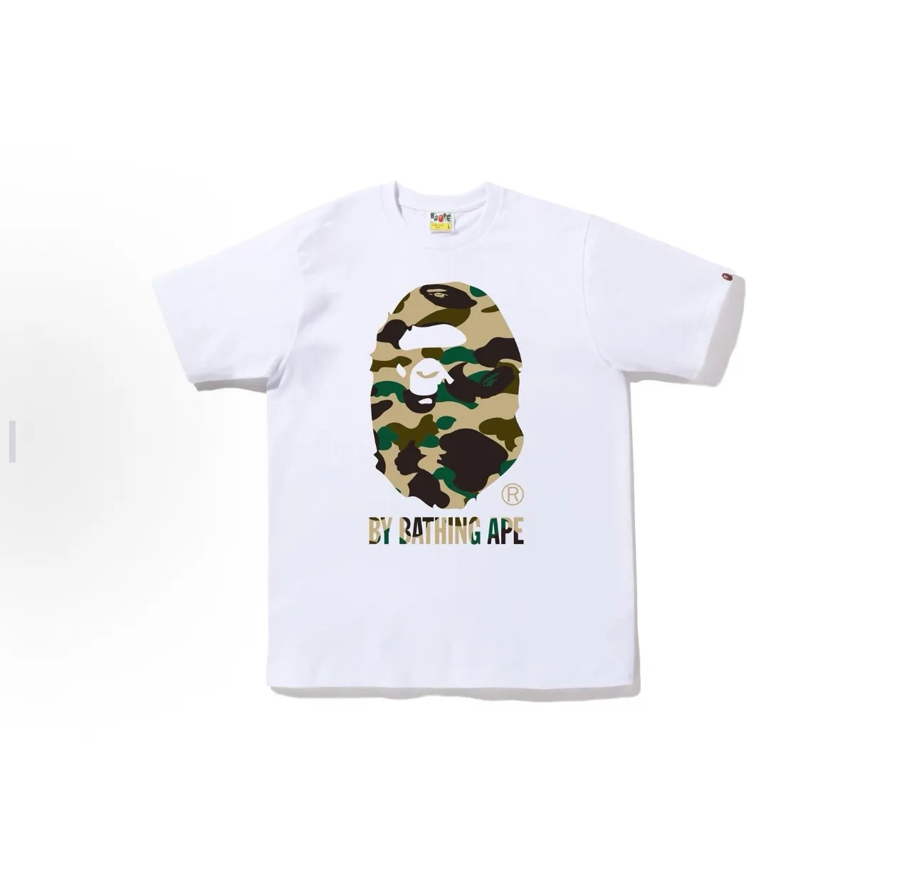 P110 001217 Bape FW22 1st camo by bathing ape tee ape camouflage printed round neck short-sleeved T-shirt, same style for men and women, size smlxlxxl, black and yellow, white and yellow, black and green, white and green