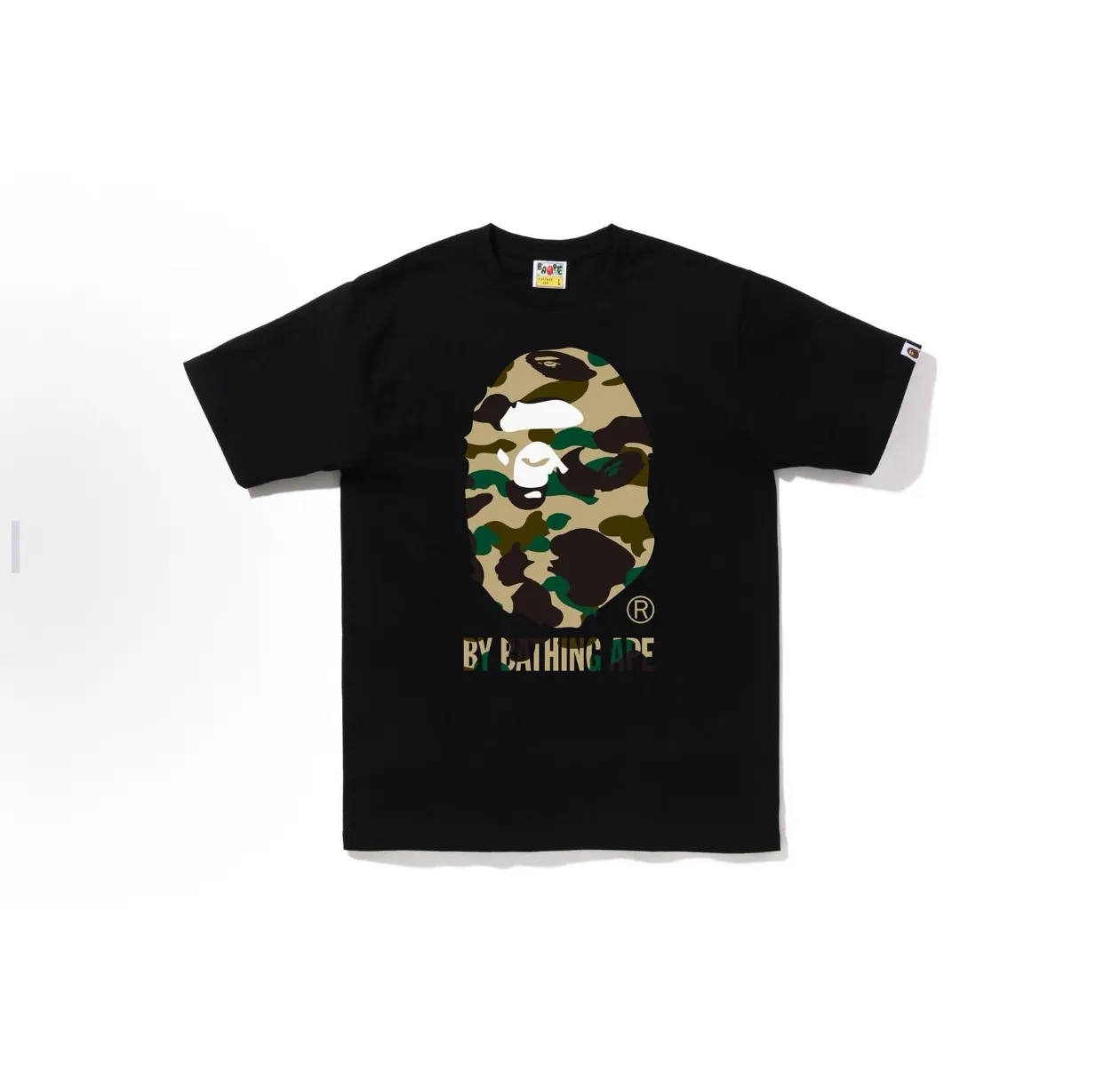 P110 001217 Bape FW22 1st camo by bathing ape tee ape camouflage printed round neck short-sleeved T-shirt, same style for men and women, size smlxlxxl, black and yellow, white and yellow, black and green, white and green