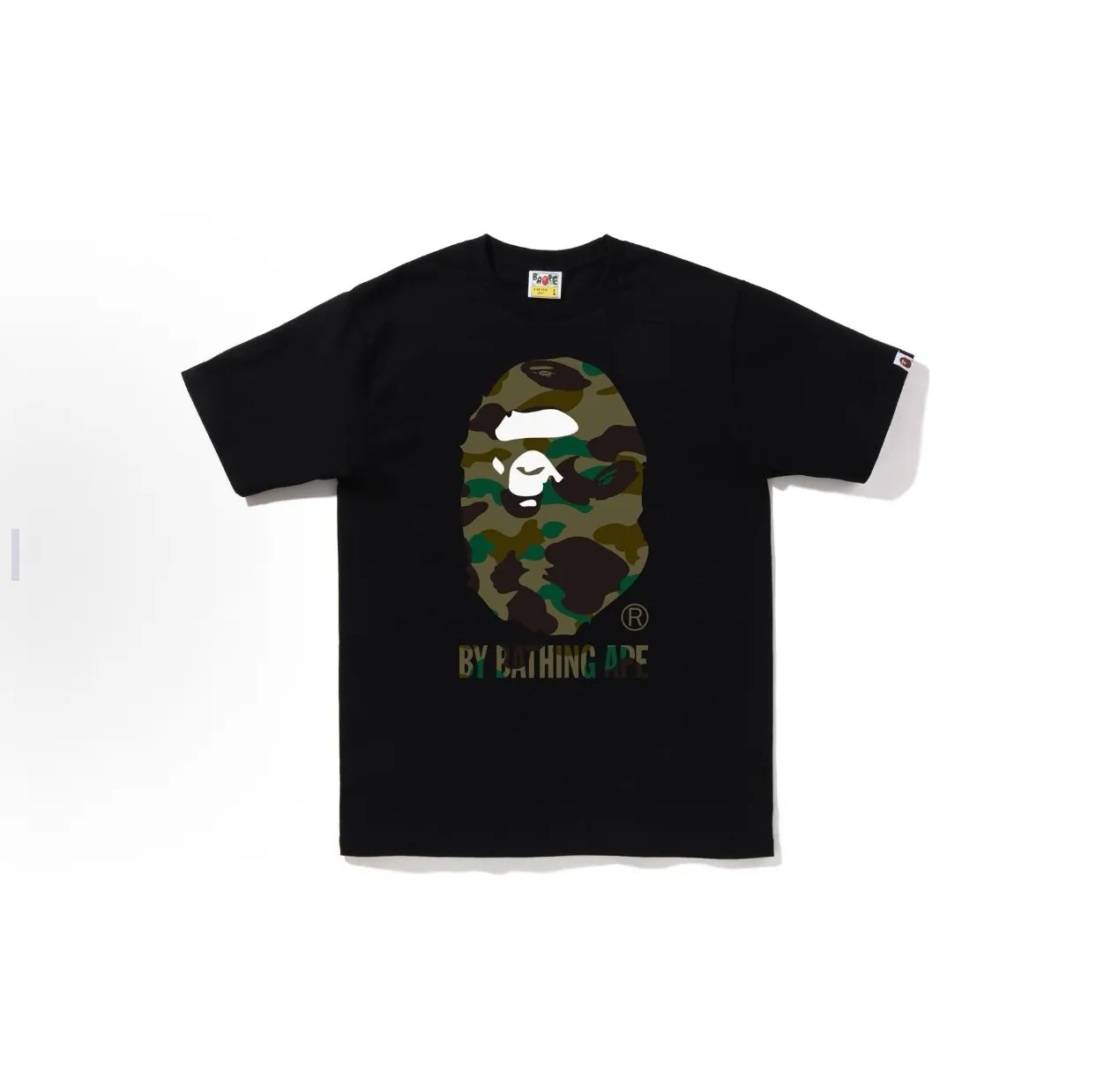 P110 001217 Bape FW22 1st camo by bathing ape tee ape camouflage printed round neck short-sleeved T-shirt, same style for men and women, size smlxlxxl, black and yellow, white and yellow, black and green, white and green