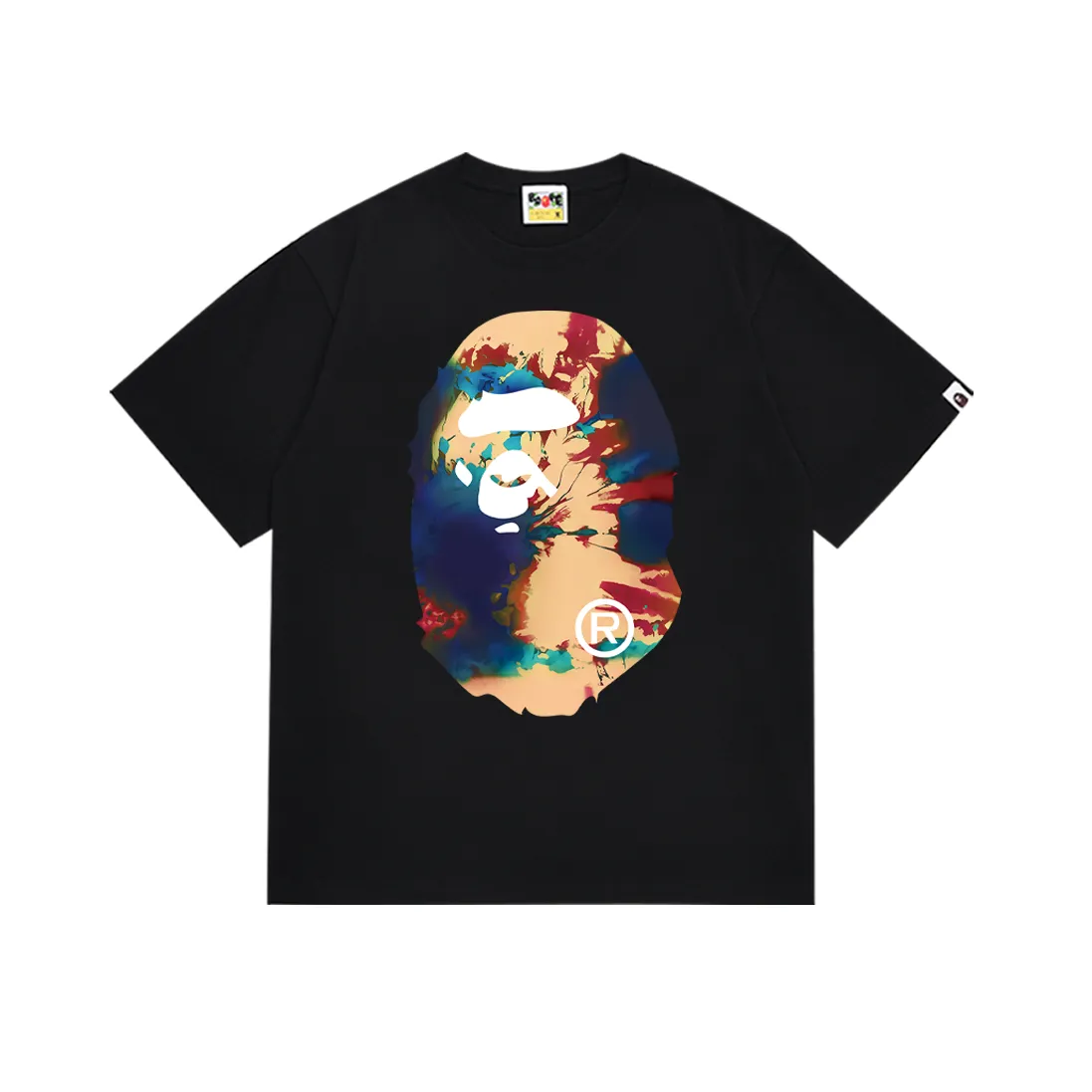 P110 SC015# (top version) Bape's new summer trendy brand ape-man animation printed short-sleeved T-shirt, fashionable men's and women's popular casual half-sleeved shirt. Made of 260 grams of high-quality high-weave pure cotton fabric, double yarn combed, soft texture and no pilling. Imported environmentally friendly printing glue, bright and three-dimensional pattern, quality 💥Same style for men and women. The upper body is trendy. Color: black and white. Size: S M L XL XXL