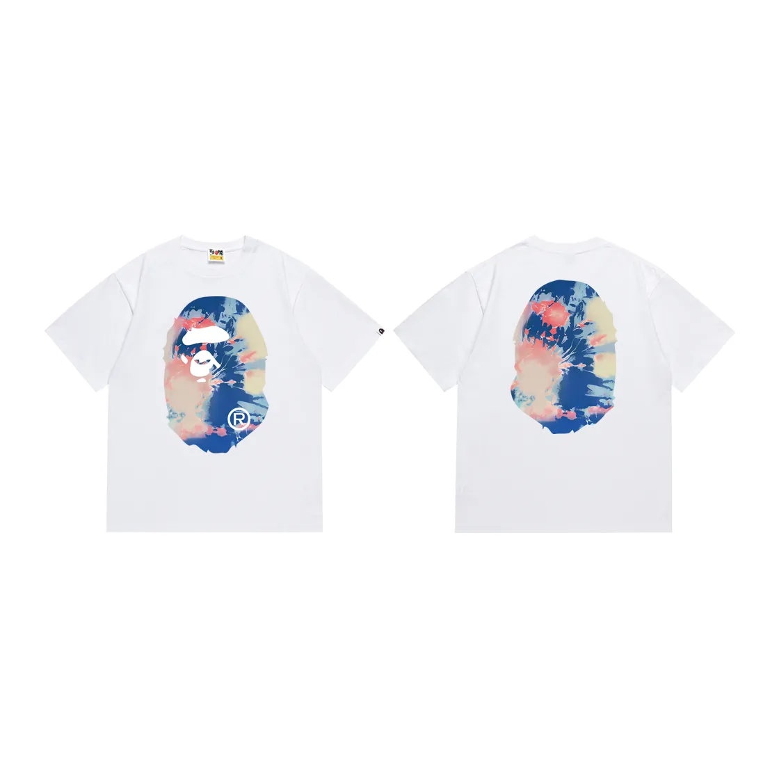 P110 SC015# (top version) Bape's new summer trendy brand ape-man animation printed short-sleeved T-shirt, fashionable men's and women's popular casual half-sleeved shirt. Made of 260 grams of high-quality high-weave pure cotton fabric, double yarn combed, soft texture and no pilling. Imported environmentally friendly printing glue, bright and three-dimensional pattern, quality 💥Same style for men and women. The upper body is trendy. Color: black and white. Size: S M L XL XXL