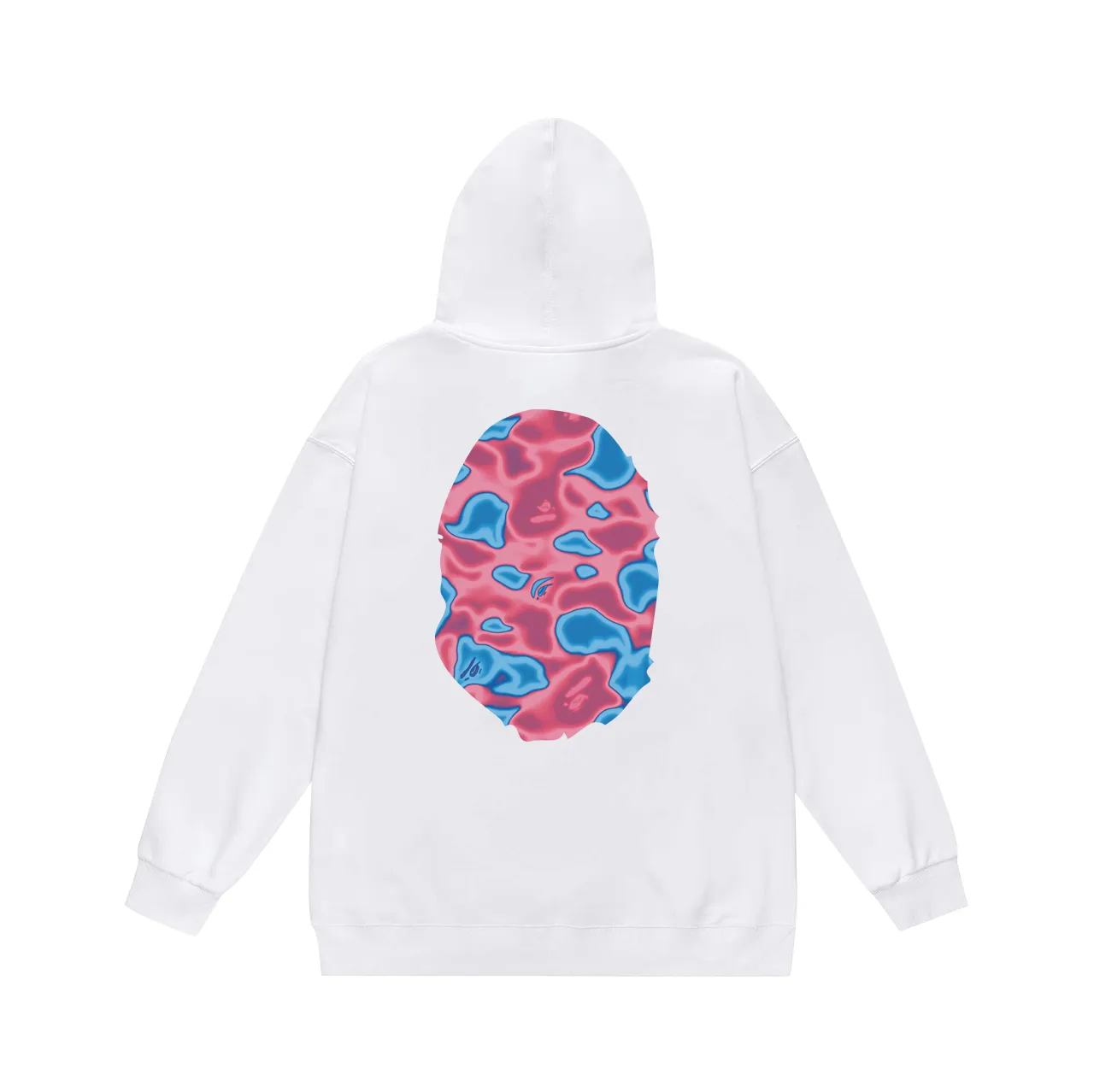P160 model number SC774# terry 80 plus velvet 90 (top version) BAPE LIQUID CAMO BIG APE hooded sweatshirt Made of 380g large terry (drop shoulder large version) fabric, soft and non-pilling, imported environmentally friendly printing glue, bright and three-dimensional pattern, quality 💥Same style for men and women. The upper body is trendy. Color: black and red, white and red, gray and red, size: S M L XL XXL