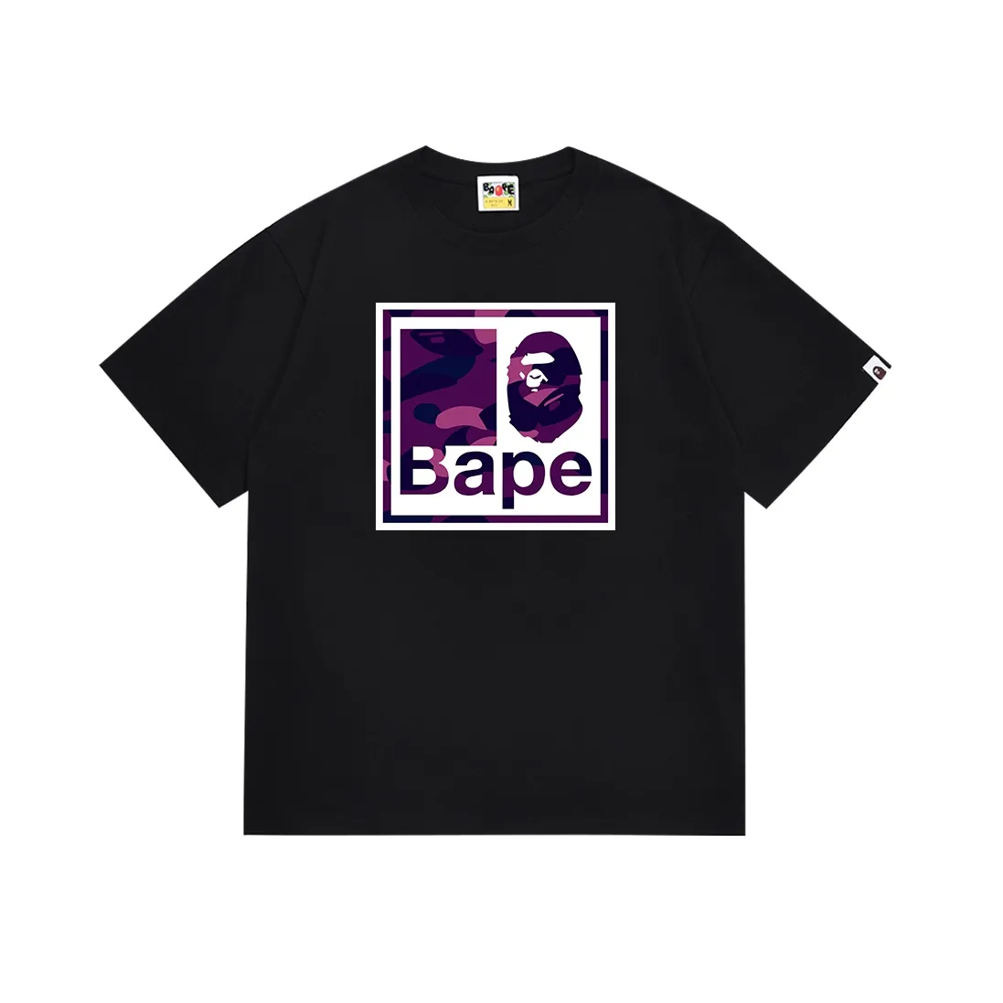 SC106#p110💰 (top version) BAPE camouflage ape head letter printed short-sleeved T-shirt Made of 260 grams of high-quality high-weave pure cotton fabric, double yarn combed, soft and non-pilling texture, imported environmentally friendly printing glue, bright and three-dimensional pattern, quality 💥Same style for men and women, the upper body is fashionable Color: black and purple, white and purple, black and blue, white and blue, black and red, white and red Size: S M L XL XXL