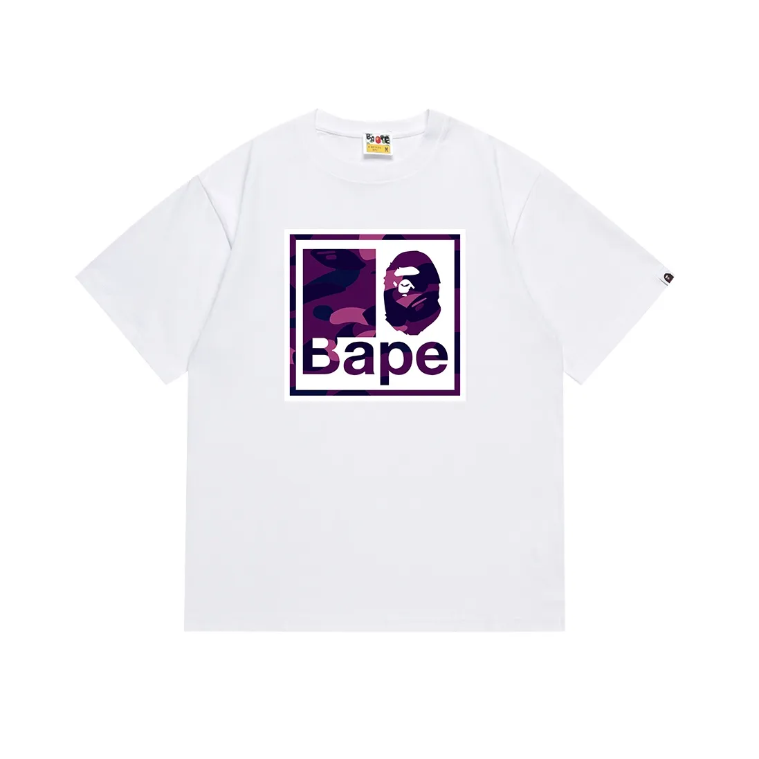 SC106#p110💰 (top version) BAPE camouflage ape head letter printed short-sleeved T-shirt Made of 260 grams of high-quality high-weave pure cotton fabric, double yarn combed, soft and non-pilling texture, imported environmentally friendly printing glue, bright and three-dimensional pattern, quality 💥Same style for men and women, the upper body is fashionable Color: black and purple, white and purple, black and blue, white and blue, black and red, white and red Size: S M L XL XXL