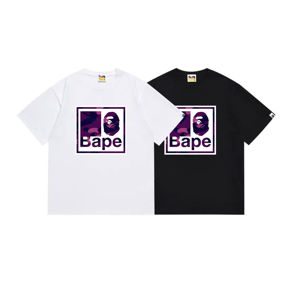 SC106#p110💰 (top version) BAPE camouflage ape head letter printed short-sleeved T-shirt Made of 260 grams of high-quality high-weave pure cotton fabric, double yarn combed, soft and non-pilling texture, imported environmentally friendly printing glue, bright and three-dimensional pattern, quality 💥Same style for men and women, the upper body is fashionable Color: black and purple, white and purple, black and blue, white and blue, black and red, white and red Size: S M L XL XXL