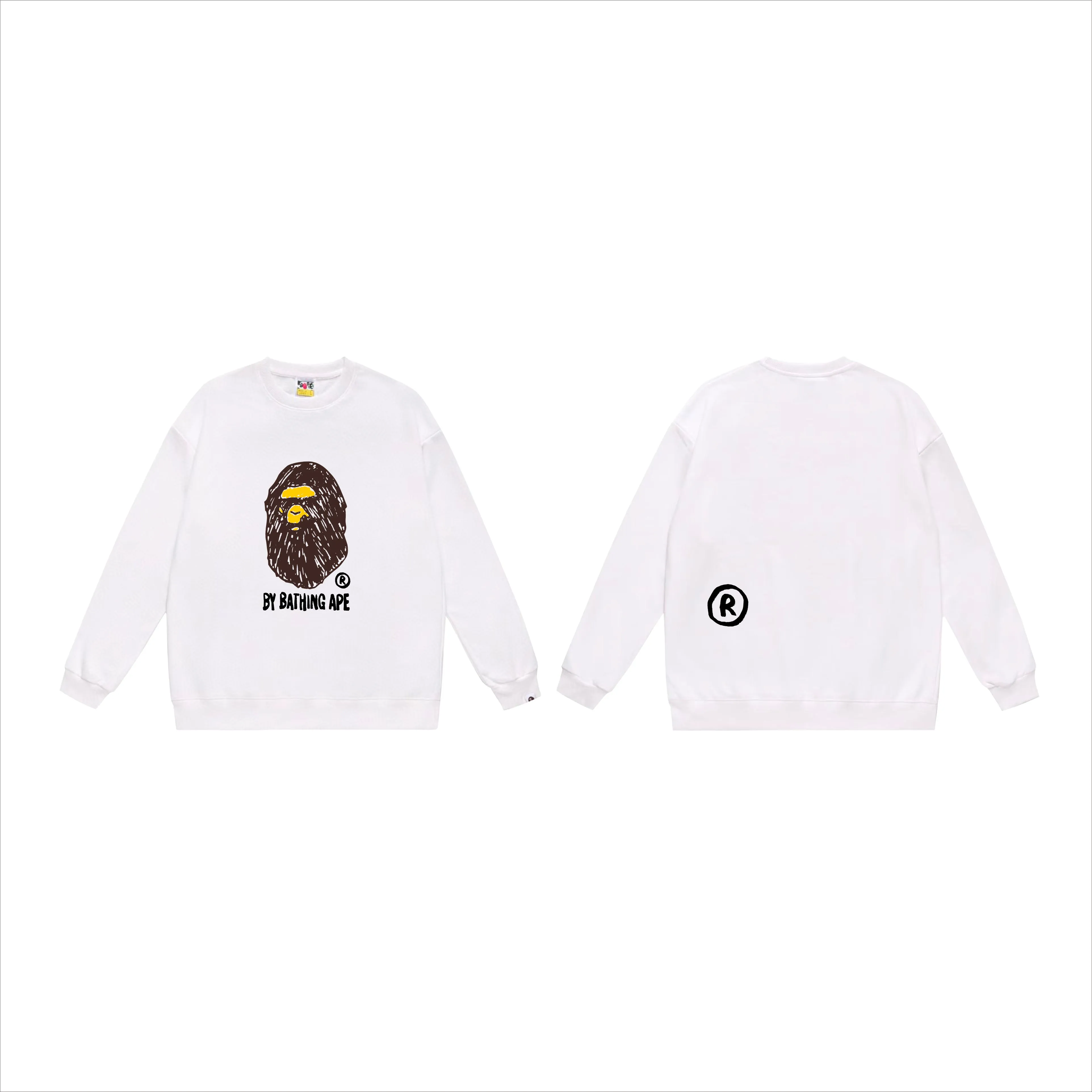 P170 model number SC541# terry 80 plus velvet 85 (top version) BAPE FANS SCARF DRAW hand-painted graffiti ape head letter print pattern round neck sweatshirt Made of 350 grams of large terry (drop shoulder large version) fabric, soft and non-pilling texture, imported environmentally friendly printing glue, bright and three-dimensional pattern, quality 💥Same style for men and women, the upper body is fashionable Color: black white gray Size: S M L XL XXL