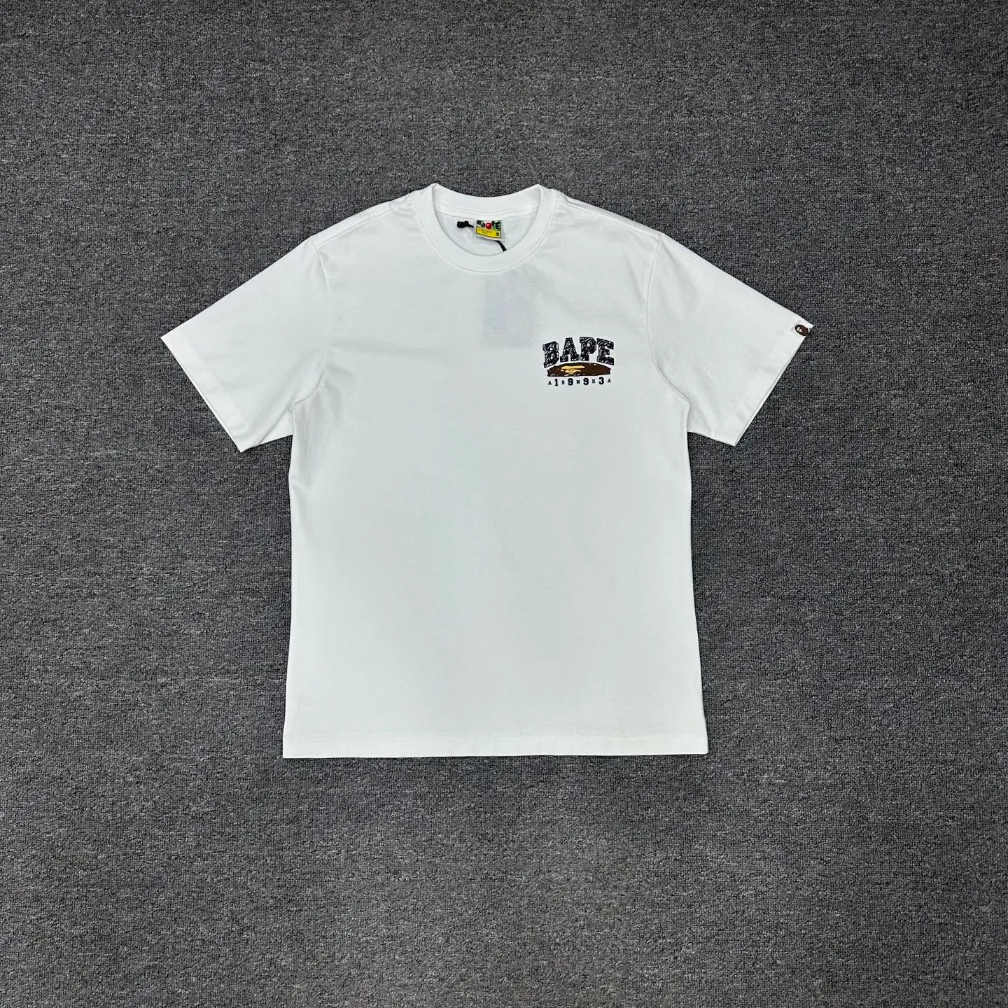 💰140 BAPE Return to College Series Hand-painted pattern short-sleeved T-shirt 280g weight linen cotton fabric ZP version Couple style: S-XXL [Black White]