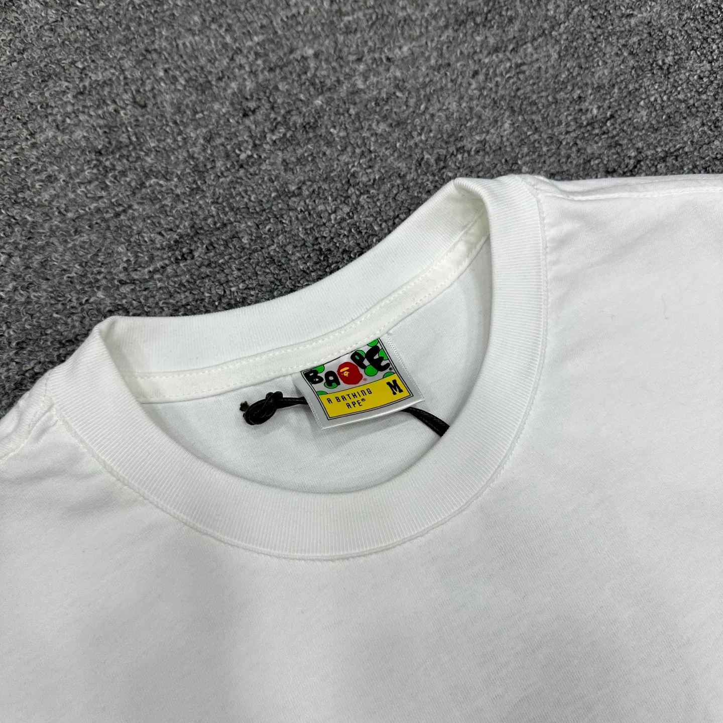 💰140 BAPE Return to College Series Hand-painted pattern short-sleeved T-shirt 280g weight linen cotton fabric ZP version Couple style: S-XXL [Black White]