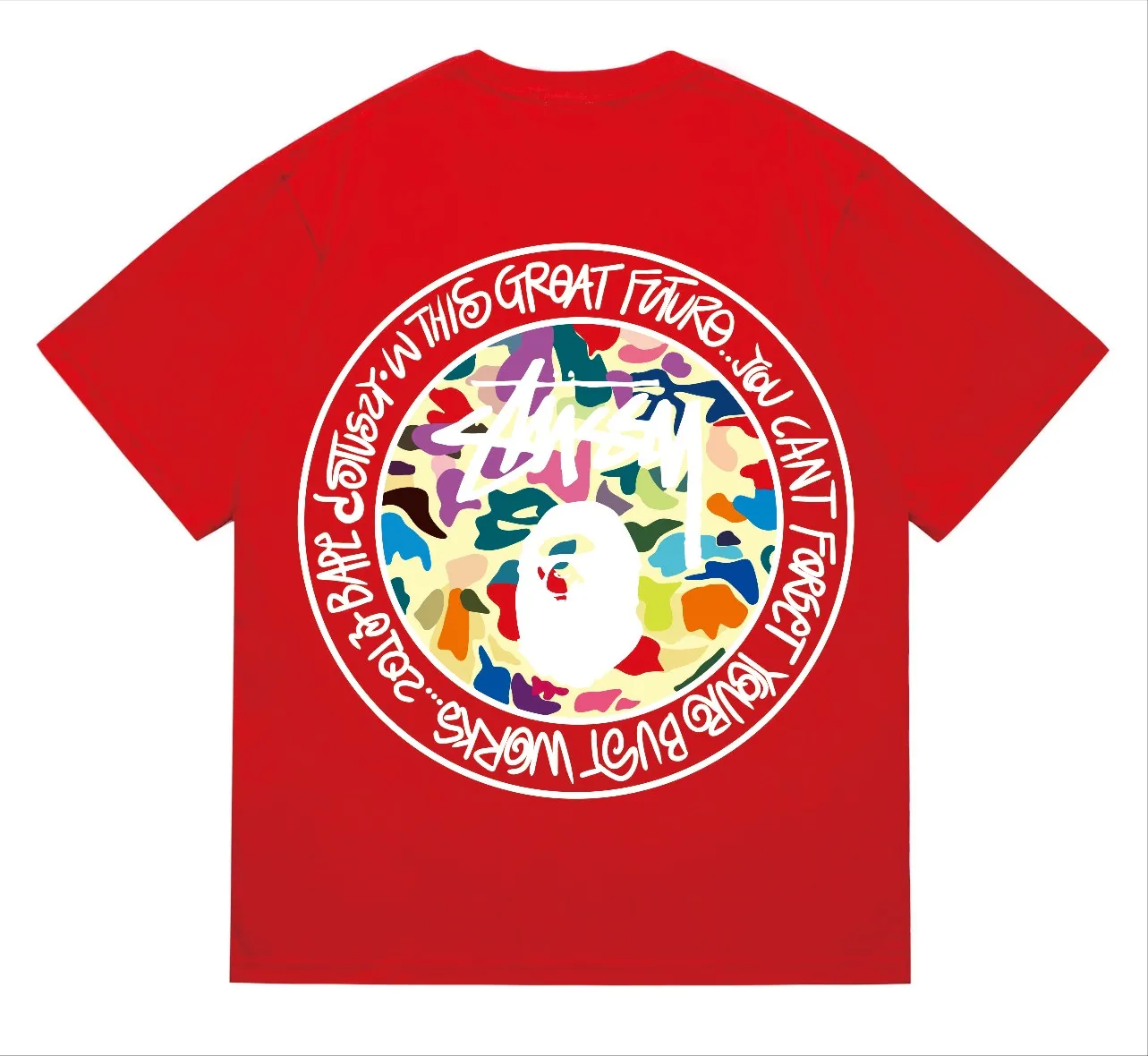 SC217#p110💰 (Top version) BAPE×Stussy co-branded Stussy letter ape print T-shirt Made of 260 grams of high-quality high-weave pure cotton fabric, double yarn combed, soft texture and no pilling Imported environmentally friendly printing glue, bright and three-dimensional pattern, quality 💥Same style for men and women, the upper body is fashionable Color: black and white print, gray and white print, pink and white print, red and white print, white and black print, gray and black print, red and black print Pink and black print Size: S M L XL XXL
