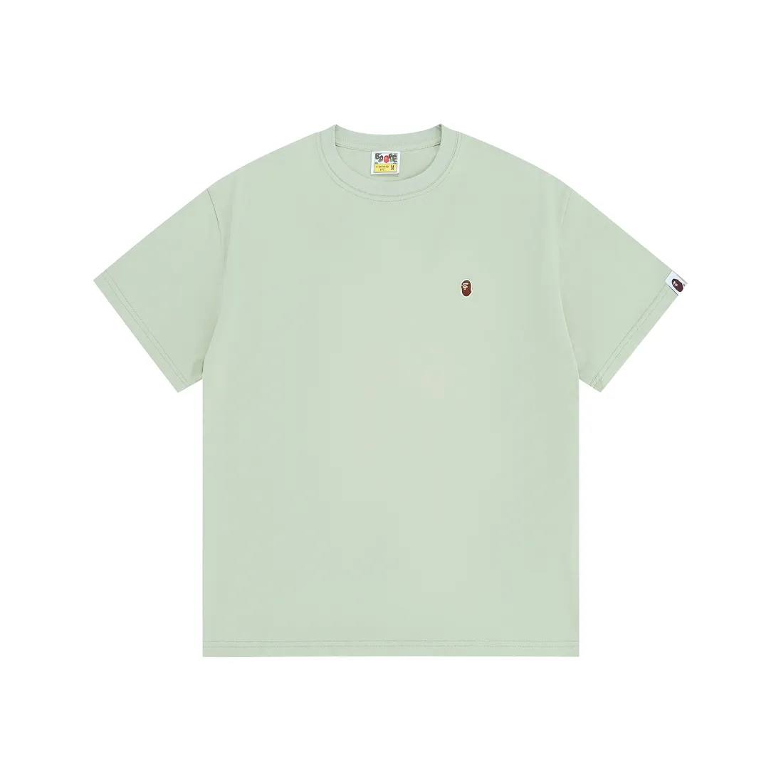 Style No.: SC Short Sleeve-10000#p110💰 BAPE Classic Embroidered Ape Badge Small Label Color: Apricot Grass Green Khaki Dark Gray Orange Red Fluorescent Green Pink Purple Size: S M L XL XXL Weight: 260 grams of pure cotton