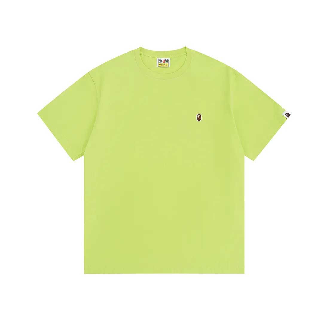 Style No.: SC Short Sleeve-10000#p110💰 BAPE Classic Embroidered Ape Badge Small Label Color: Apricot Grass Green Khaki Dark Gray Orange Red Fluorescent Green Pink Purple Size: S M L XL XXL Weight: 260 grams of pure cotton