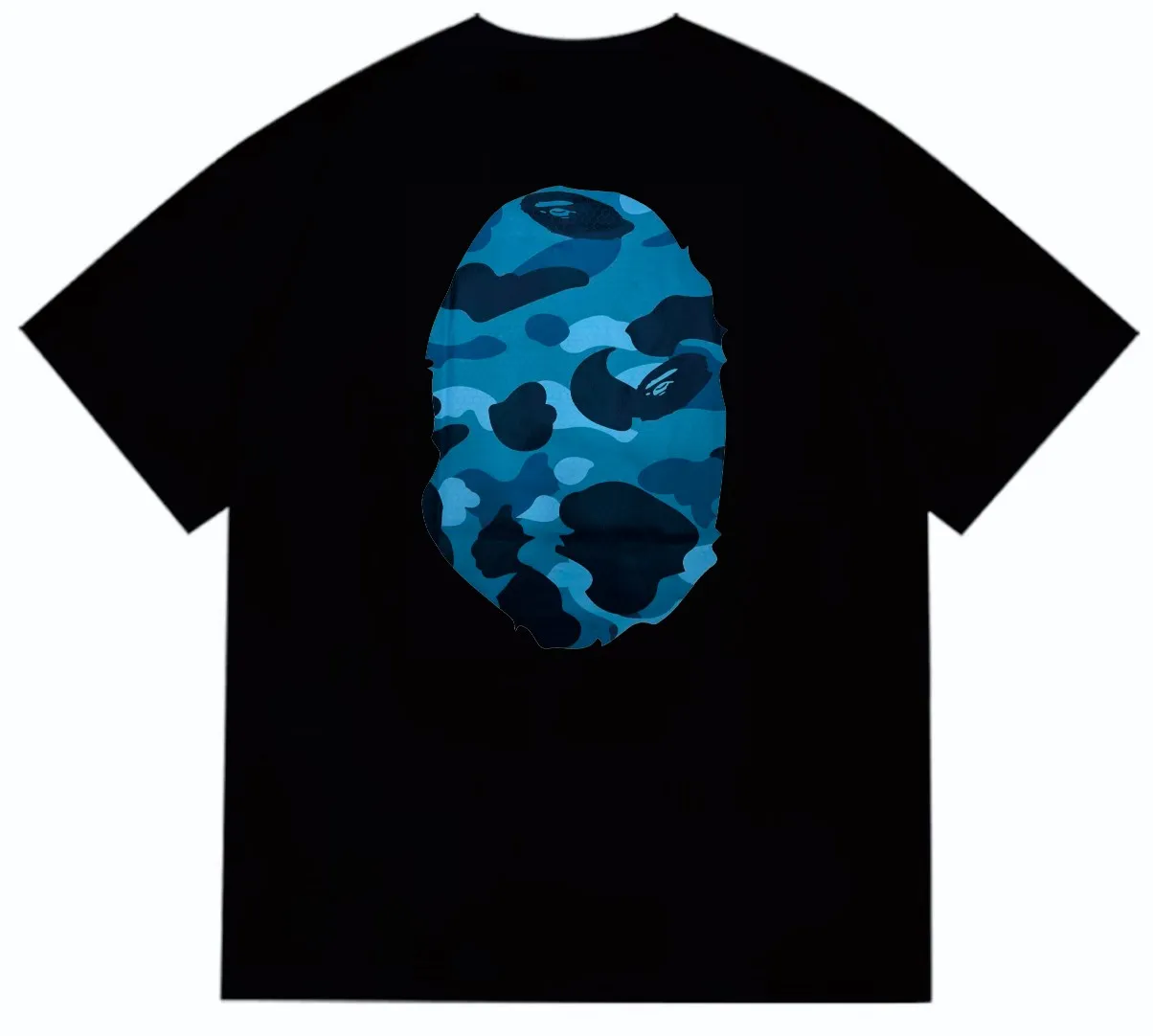 SC252#p110💰 (Top version) BAPE honeycomb camouflage letters great ape head double-sided printed T-shirt. Made of 260 grams of high-quality high-weave pure cotton fabric. Double yarn combed, soft texture and no pilling. Imported environmentally friendly printing glue. The pattern is bright and three-dimensional. The quality is the same for men and women. The upper body is trendy. Color: black and blue, white and blue, black and gray, white and gray. Size: S M L XL XXL